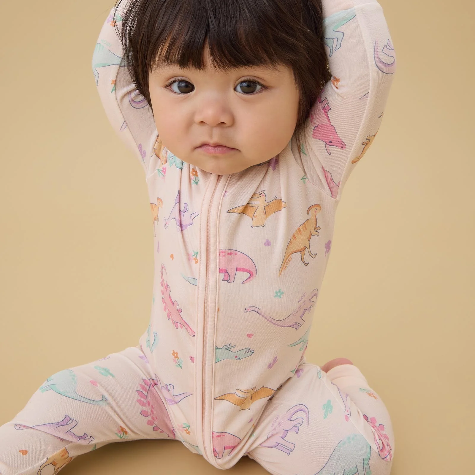 Dinosaur Nights Clever Zip Sleepsuit - Pink - Image 2