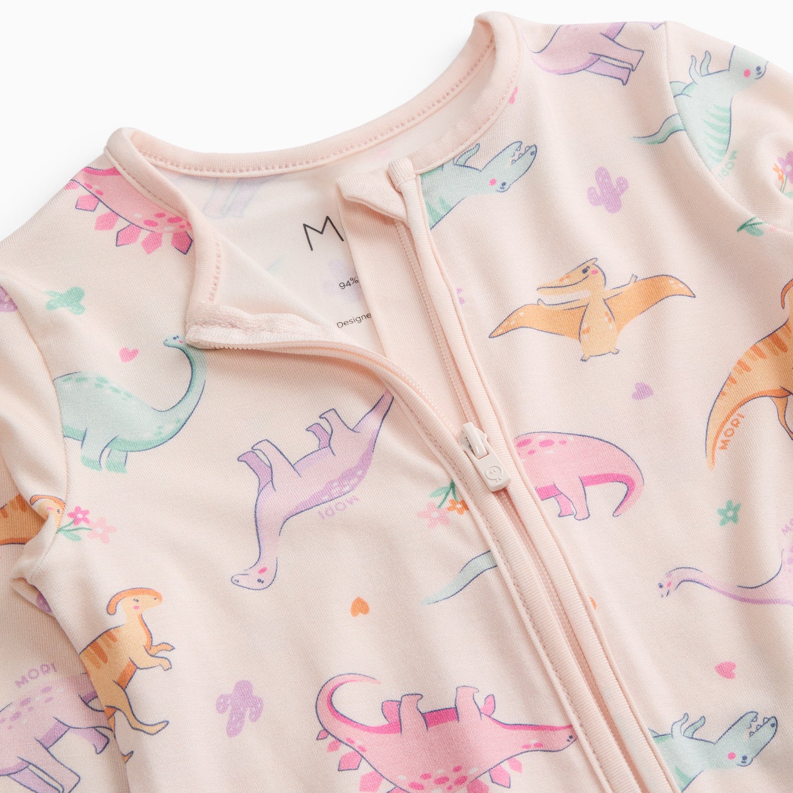 Dinosaur Nights Clever Zip Sleepsuit - Pink - Image 3