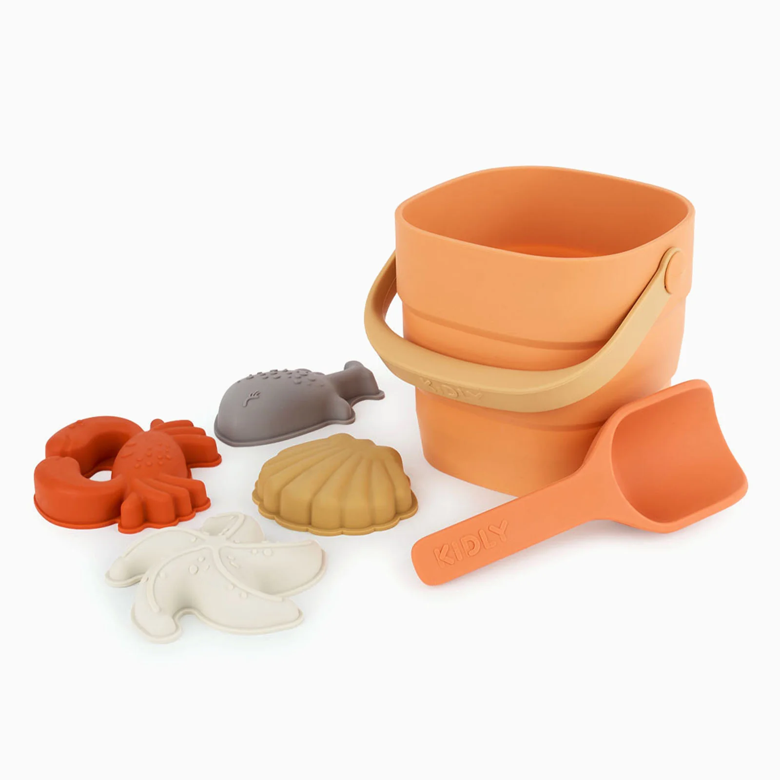KIDLY by MORI Bucket, Spade & Sand Mold Set - Orange