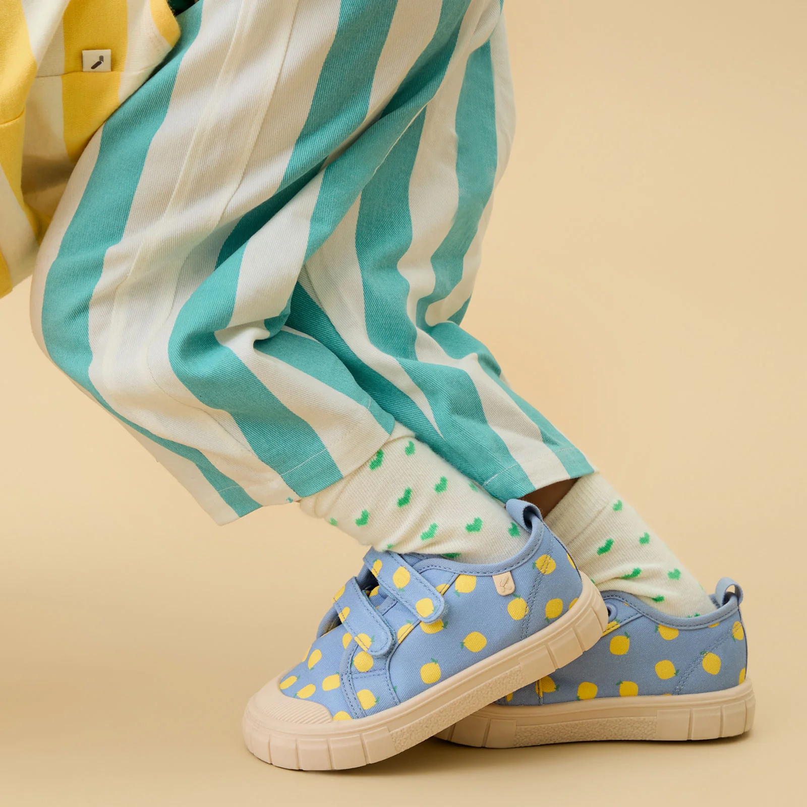 KIDLY by MORI Print Canvas Trainers - Lemon