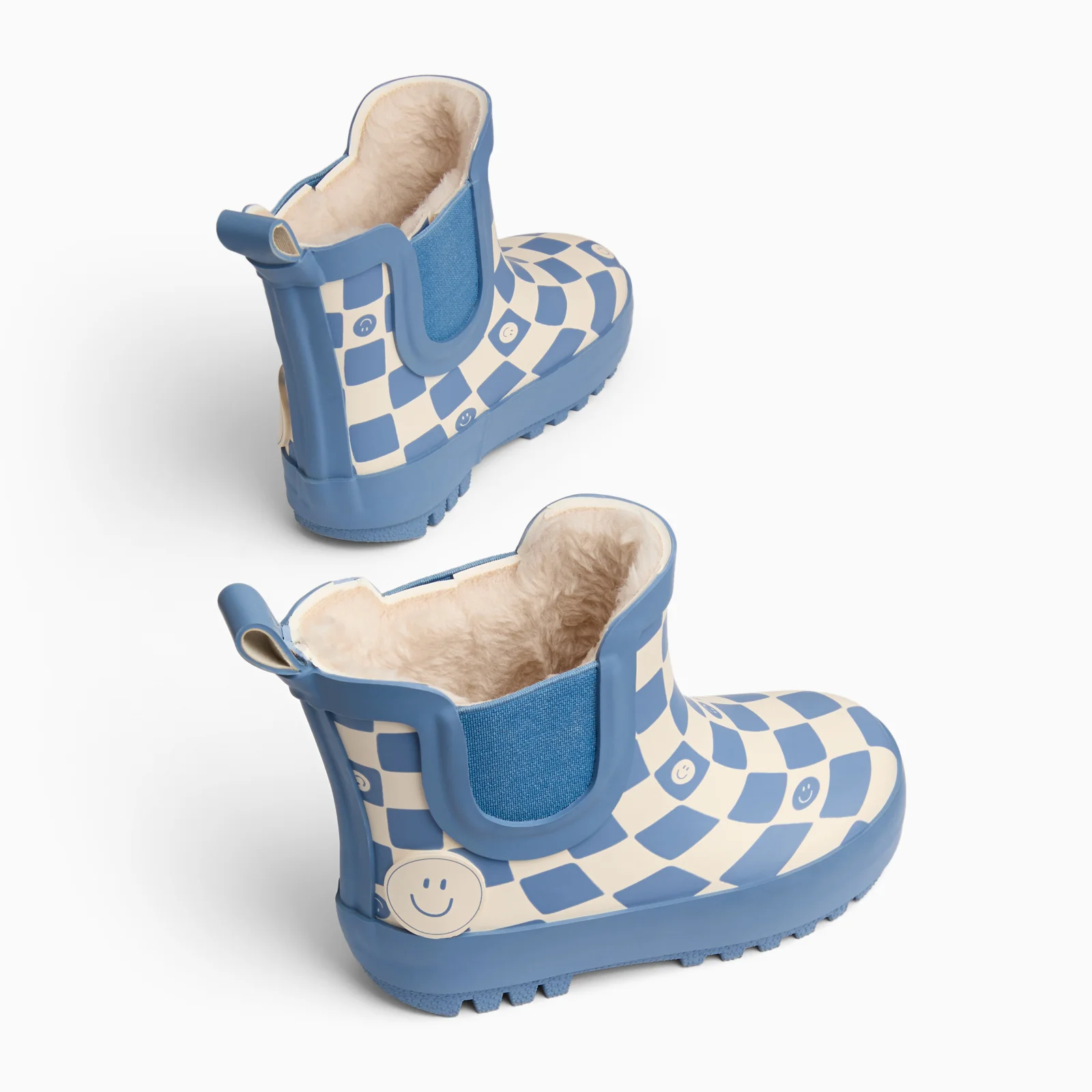 KIDLY by MORI Check Short Wellies - Blue - Image 4