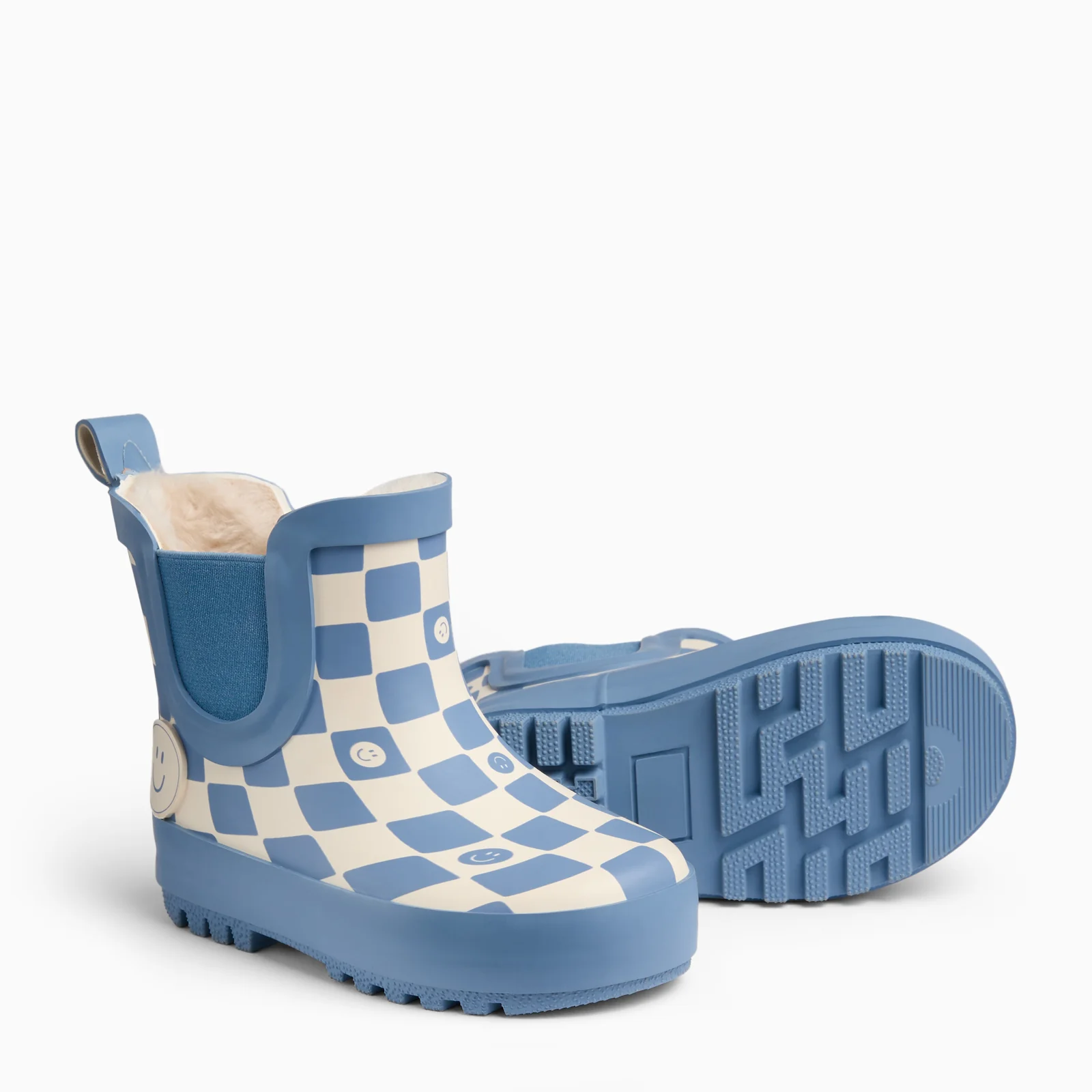 KIDLY by MORI Check Short Wellies - Blue - Image 5