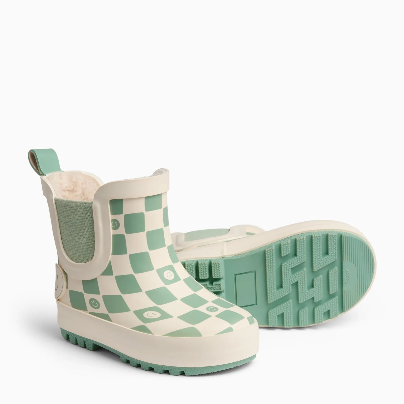 KIDLY by MORI Check Short Wellies - Sage - Image 4