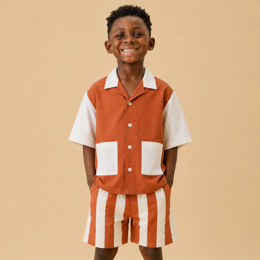 KIDLY by MORI Colourblock Cotton Shirt - Image 3