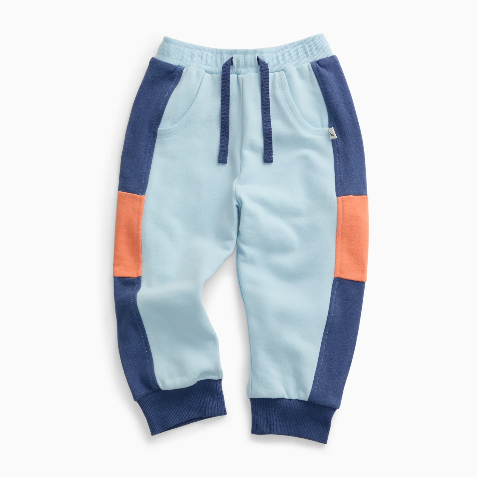 KIDLY by MORI Colourblock Joggers - Blue & Orange - Image 2