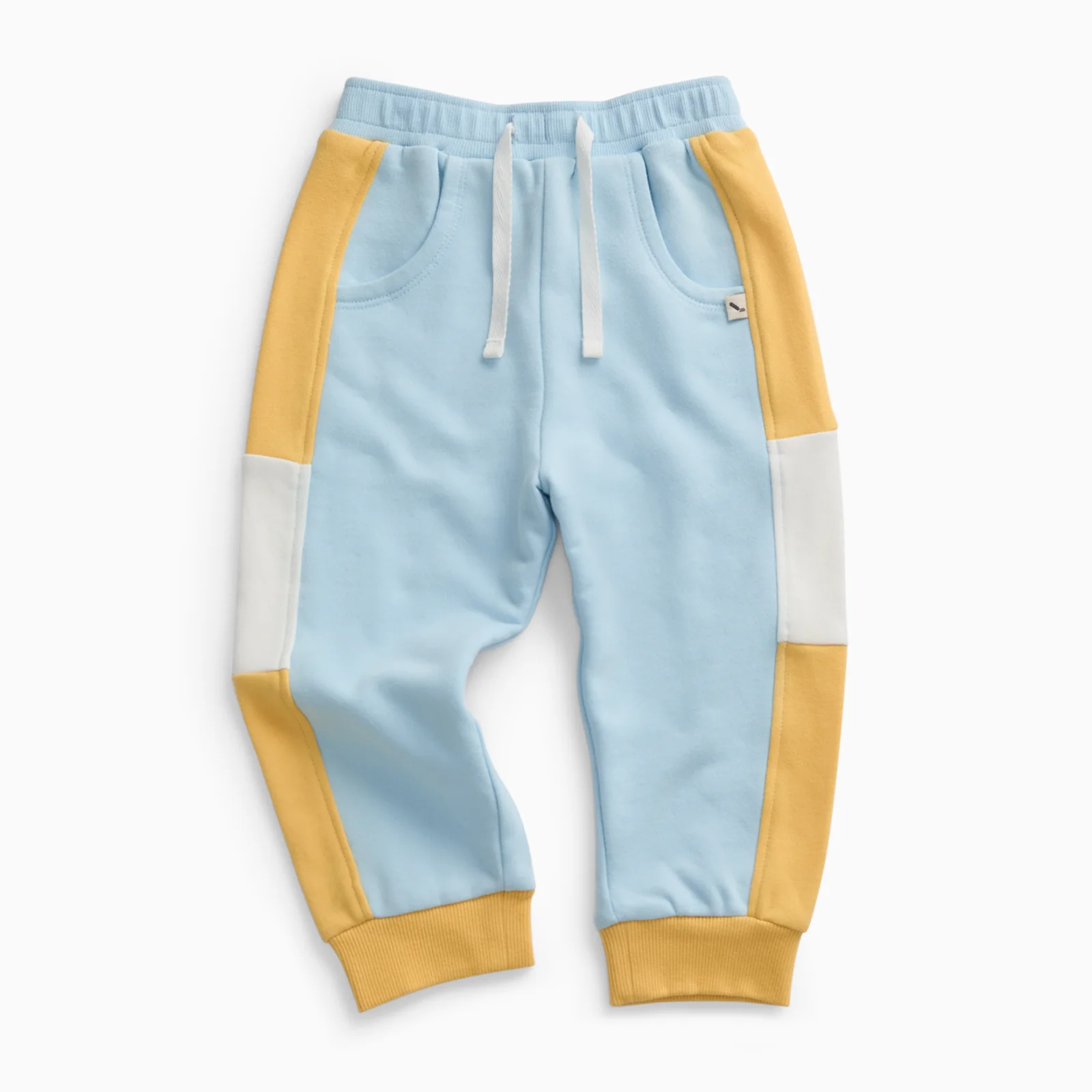KIDLY by MORI Colourblock Joggers - Blue & Yellow - Image 2