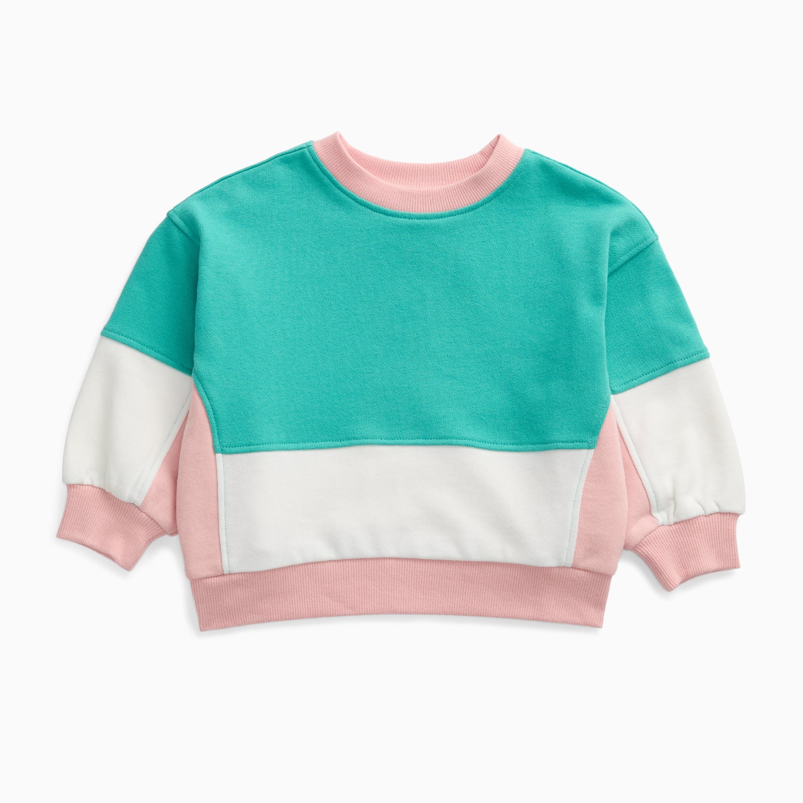 KIDLY by MORI Colourblock Sweatshirt - Green & Pink - Image 2