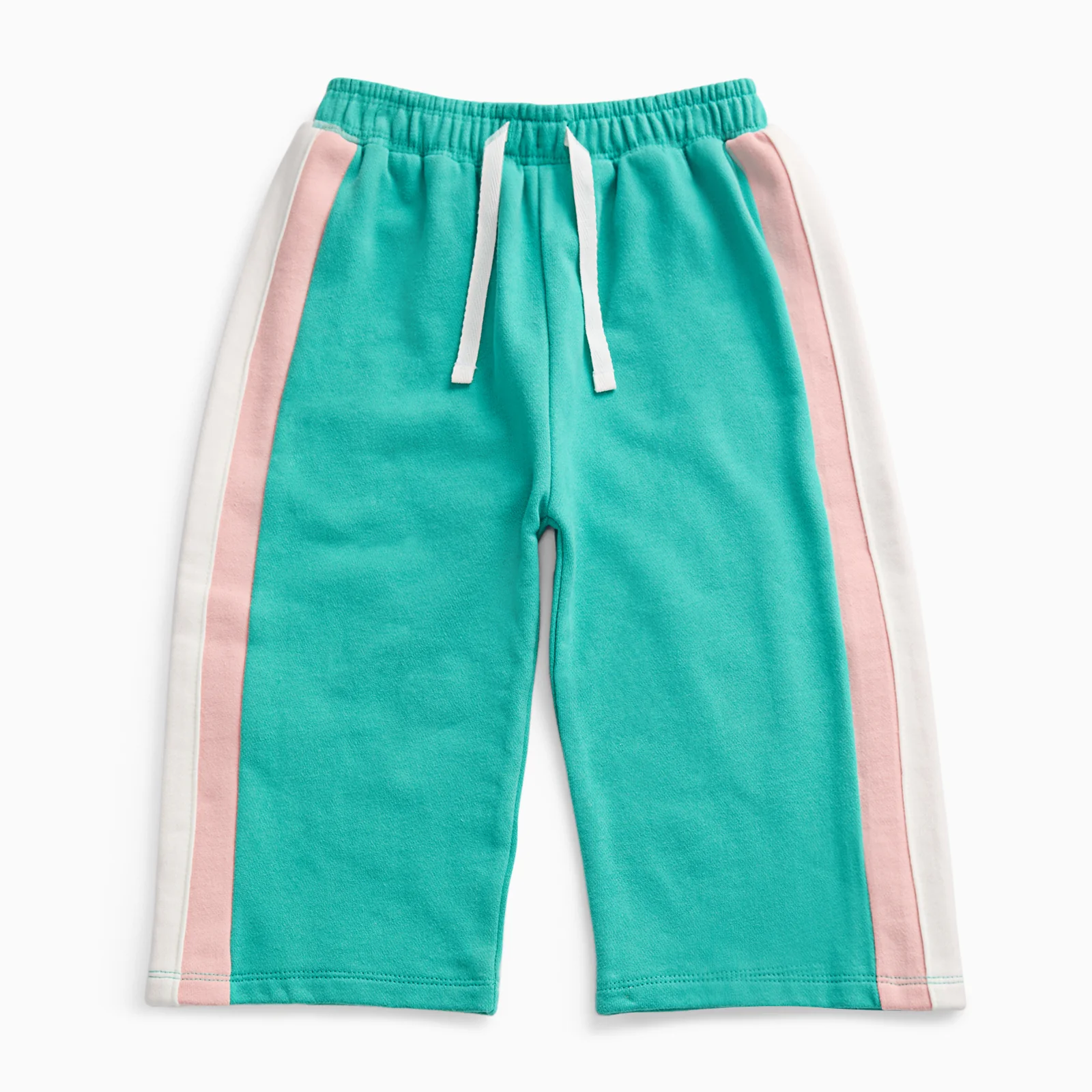 KIDLY by MORI Colourblock Wide Leg Joggers - Green & Pink - Image 2
