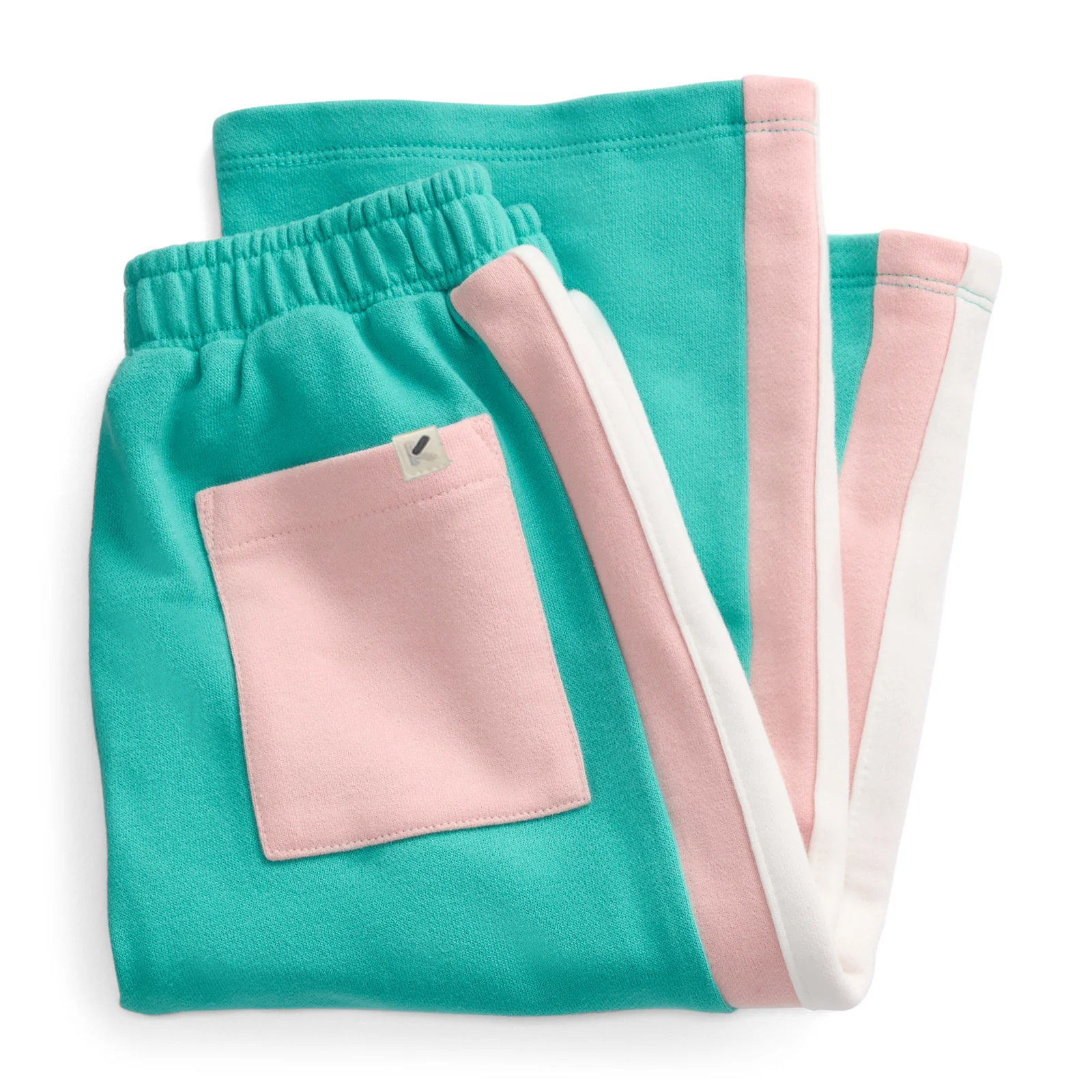 KIDLY by MORI Colourblock Wide Leg Joggers - Green & Pink - Image 3