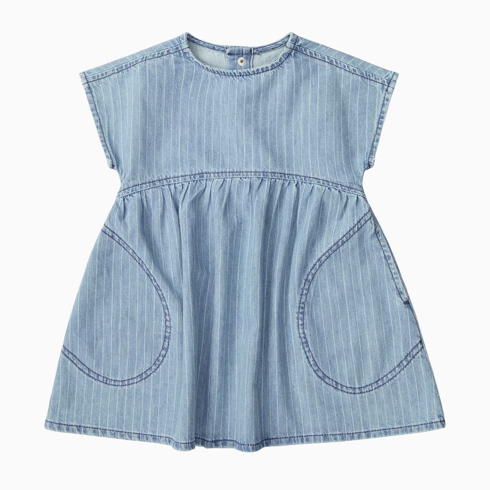 KIDLY by MORI Denim Pinstripe Dress - Image 2