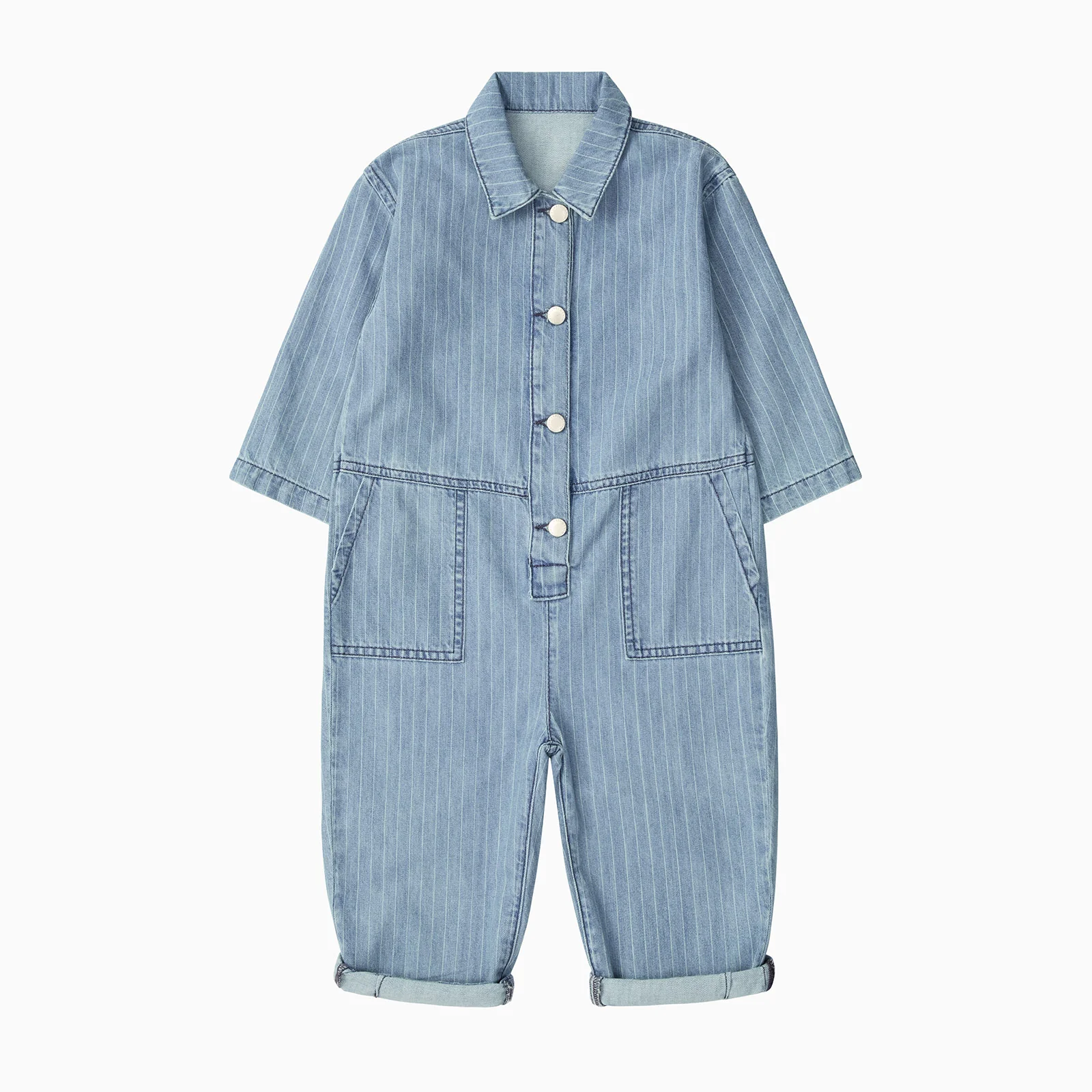 KIDLY by MORI Denim Pinstripe Jumpsuit - Image 3