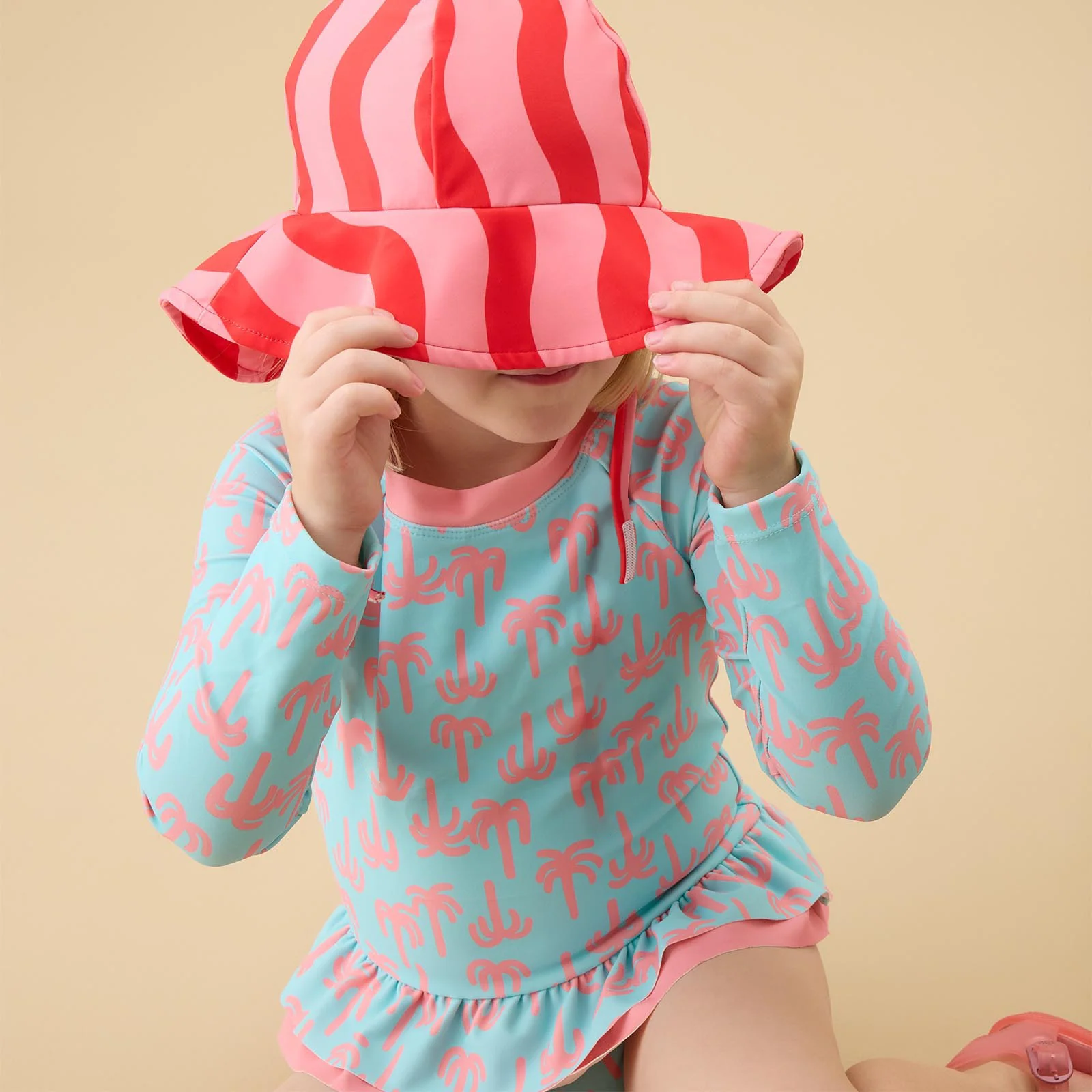 KIDLY by MORI Floppy Hat - Pink Wavy Stripe - Image 4