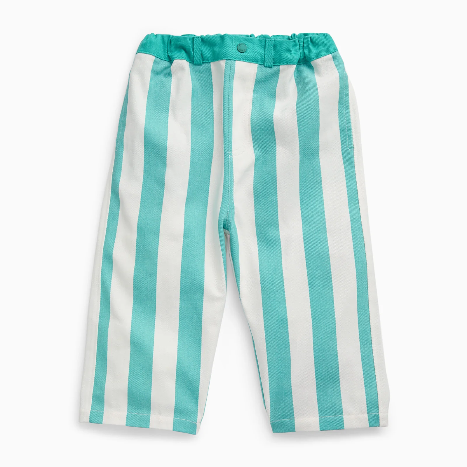KIDLY by MORI Green Striped Cotton Trousers - Image 2