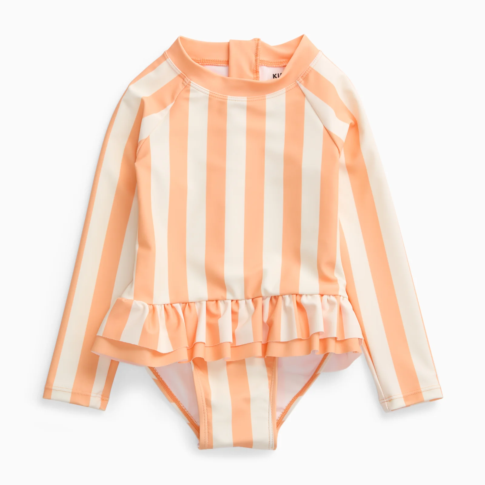 KIDLY by MORI Long Sleeve Swimsuit - Orange Stripe - Image 2