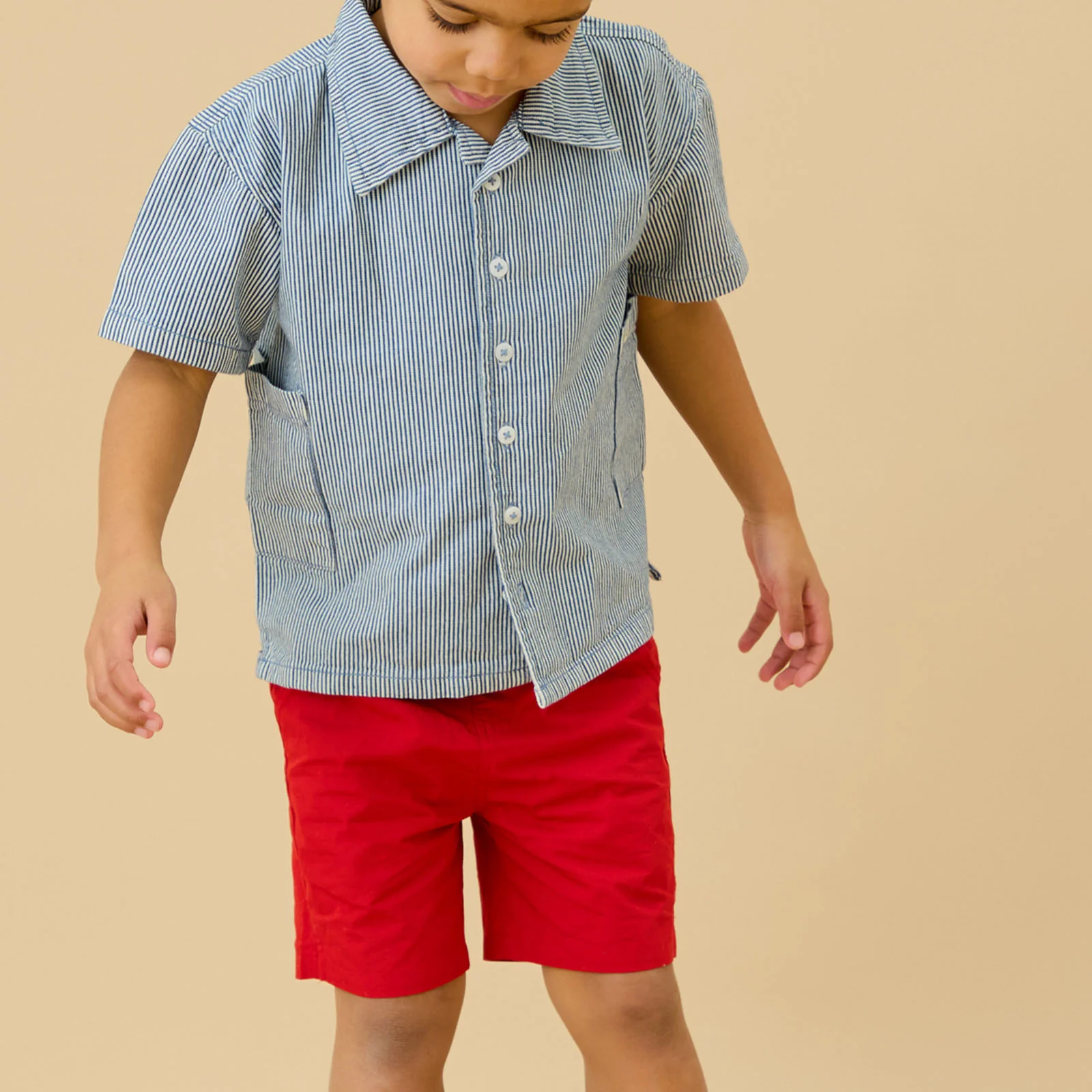 KIDLY by MORI Red Cotton Shorts