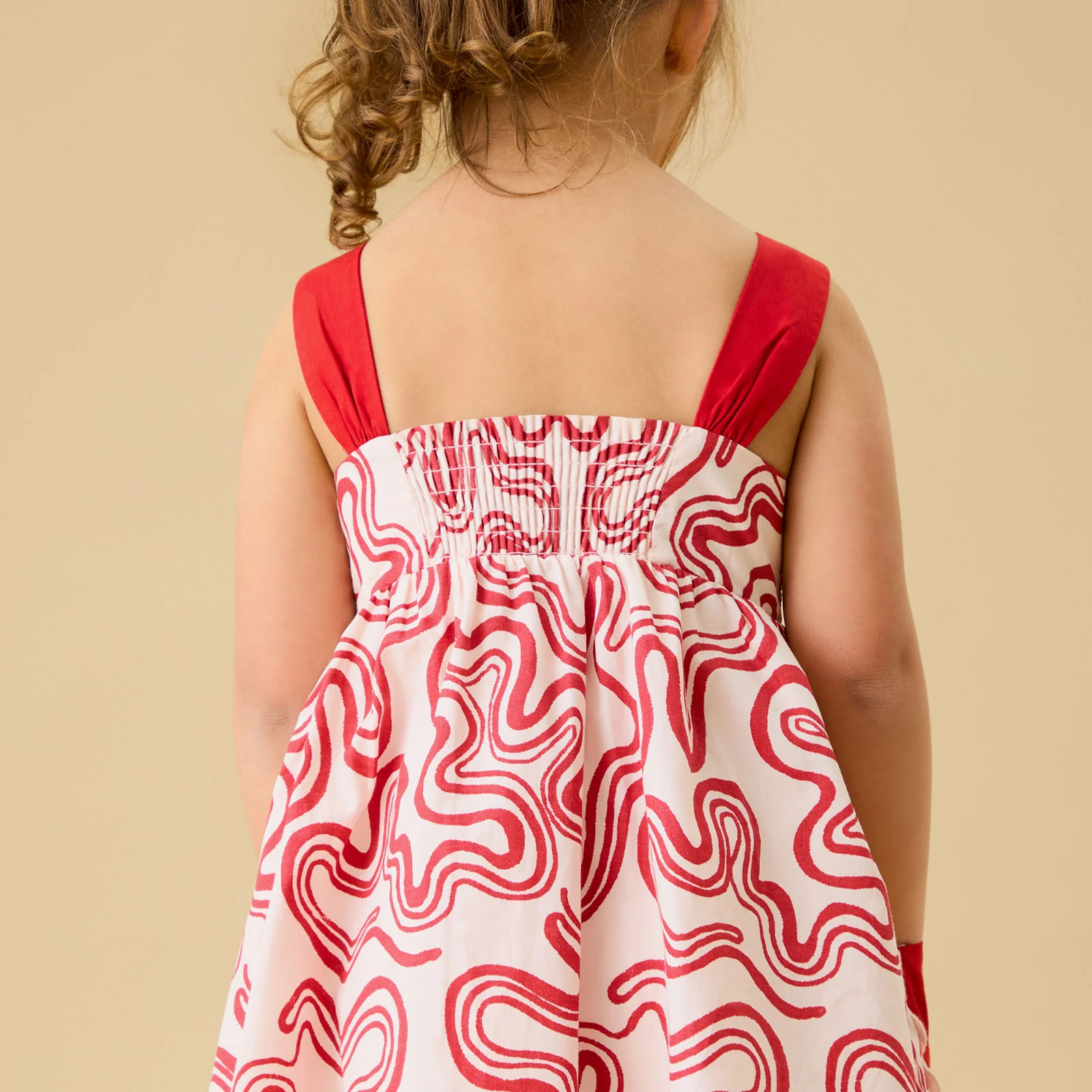 KIDLY by MORI Red Print Cotton Dress - Image 5