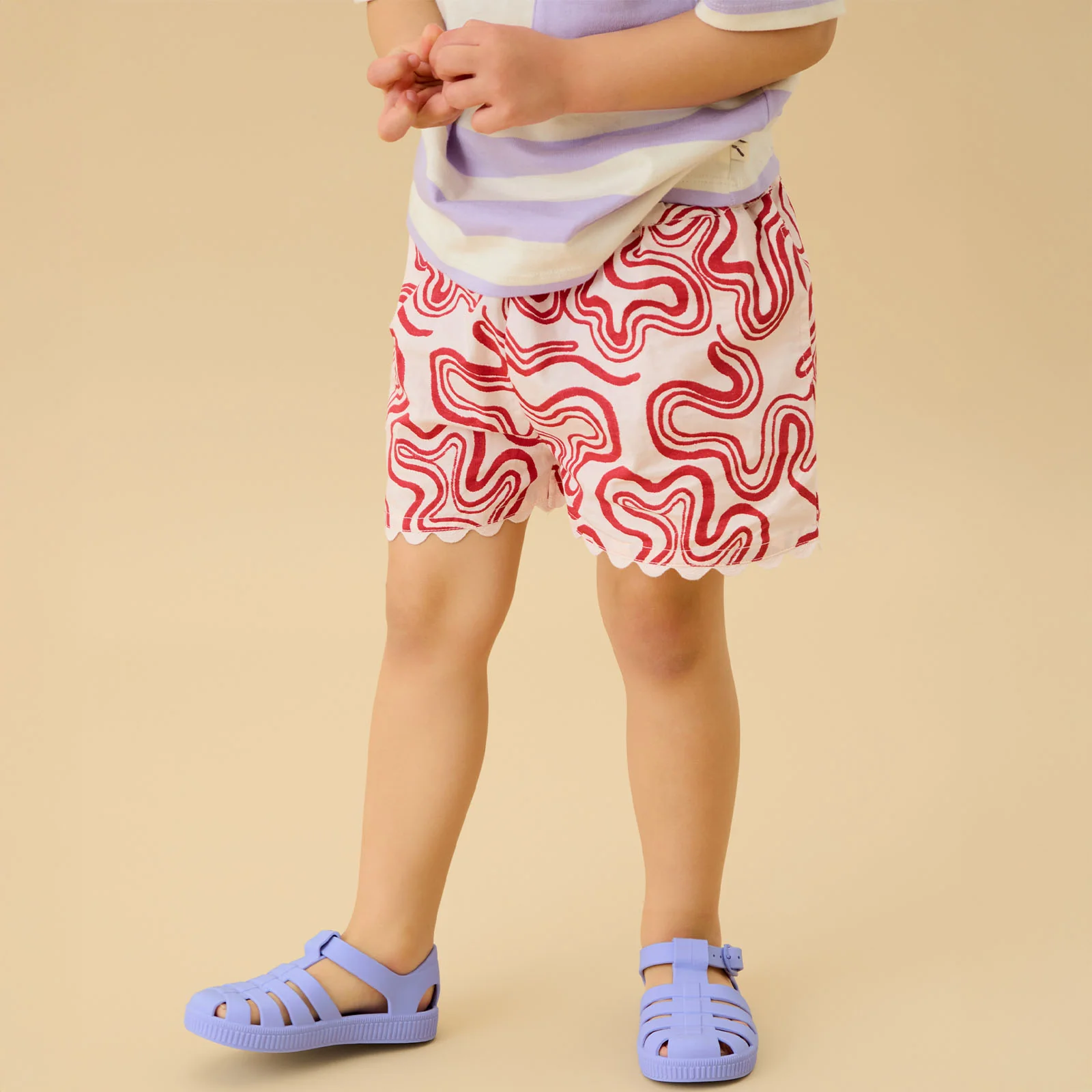 KIDLY by MORI Red Print Cotton Shorts