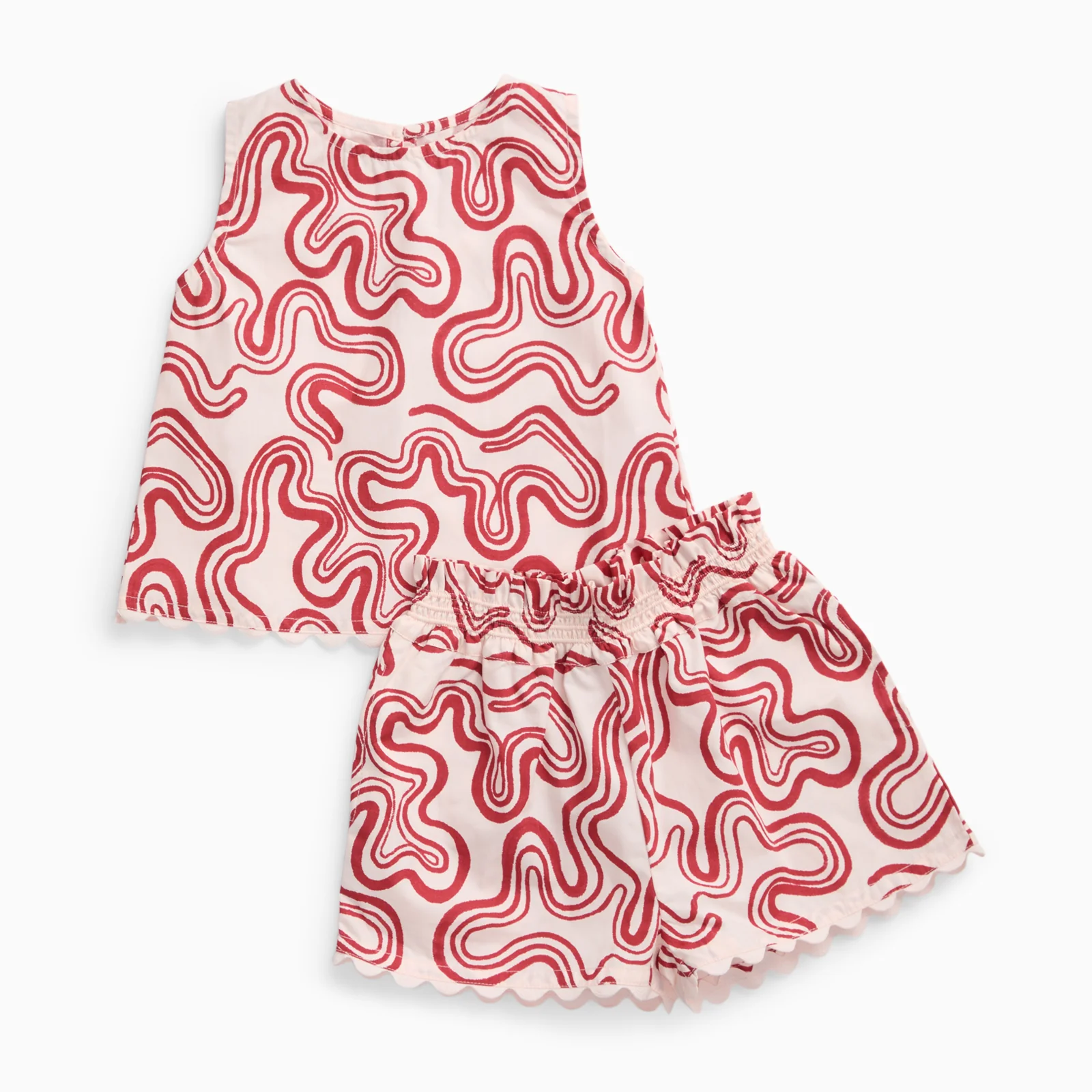 KIDLY by MORI Red Print Cotton Top & Shorts Outfit - Image 2