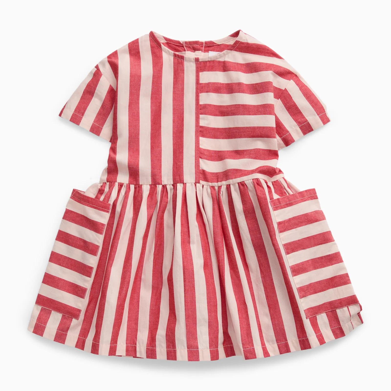 KIDLY by MORI Red Striped Cotton Dress