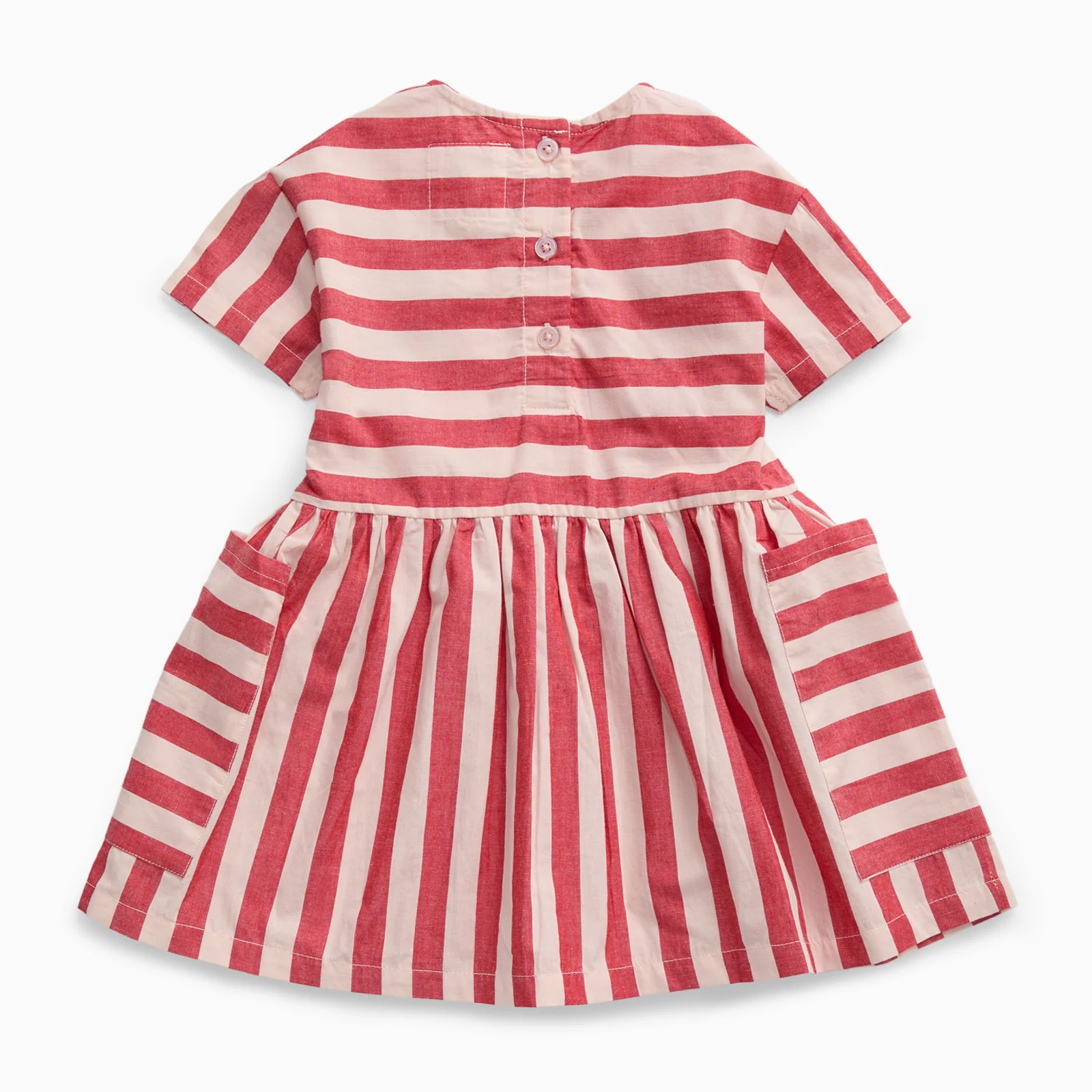 KIDLY by MORI Red Striped Cotton Dress - Image 2