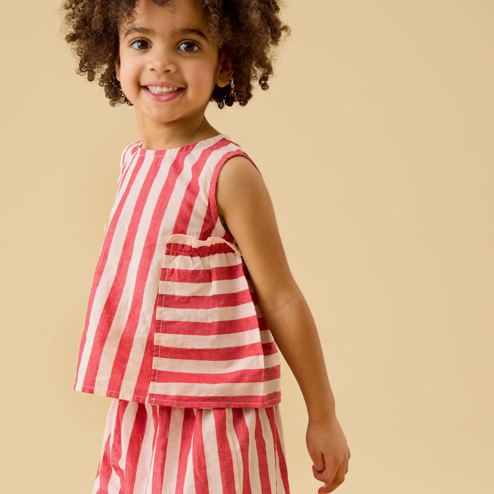 KIDLY by MORI Red Striped Cotton Top