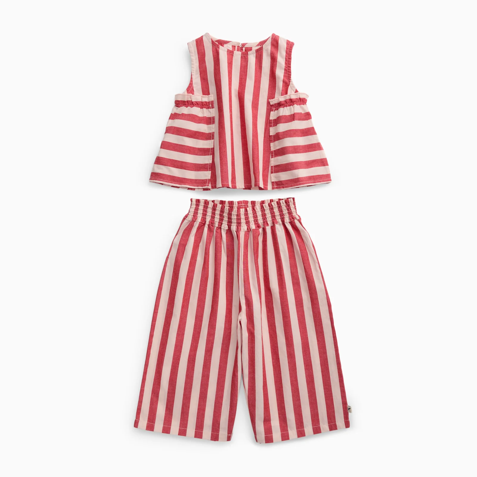 KIDLY by MORI Red Striped Cotton Top & Trousers Outfit - Image 3