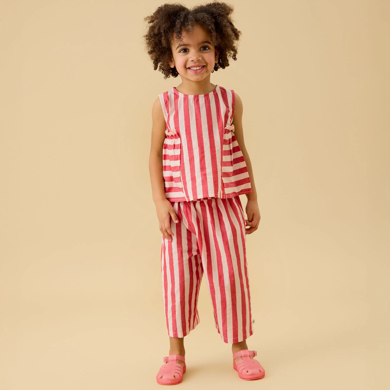 KIDLY by MORI Red Striped Cotton Trousers