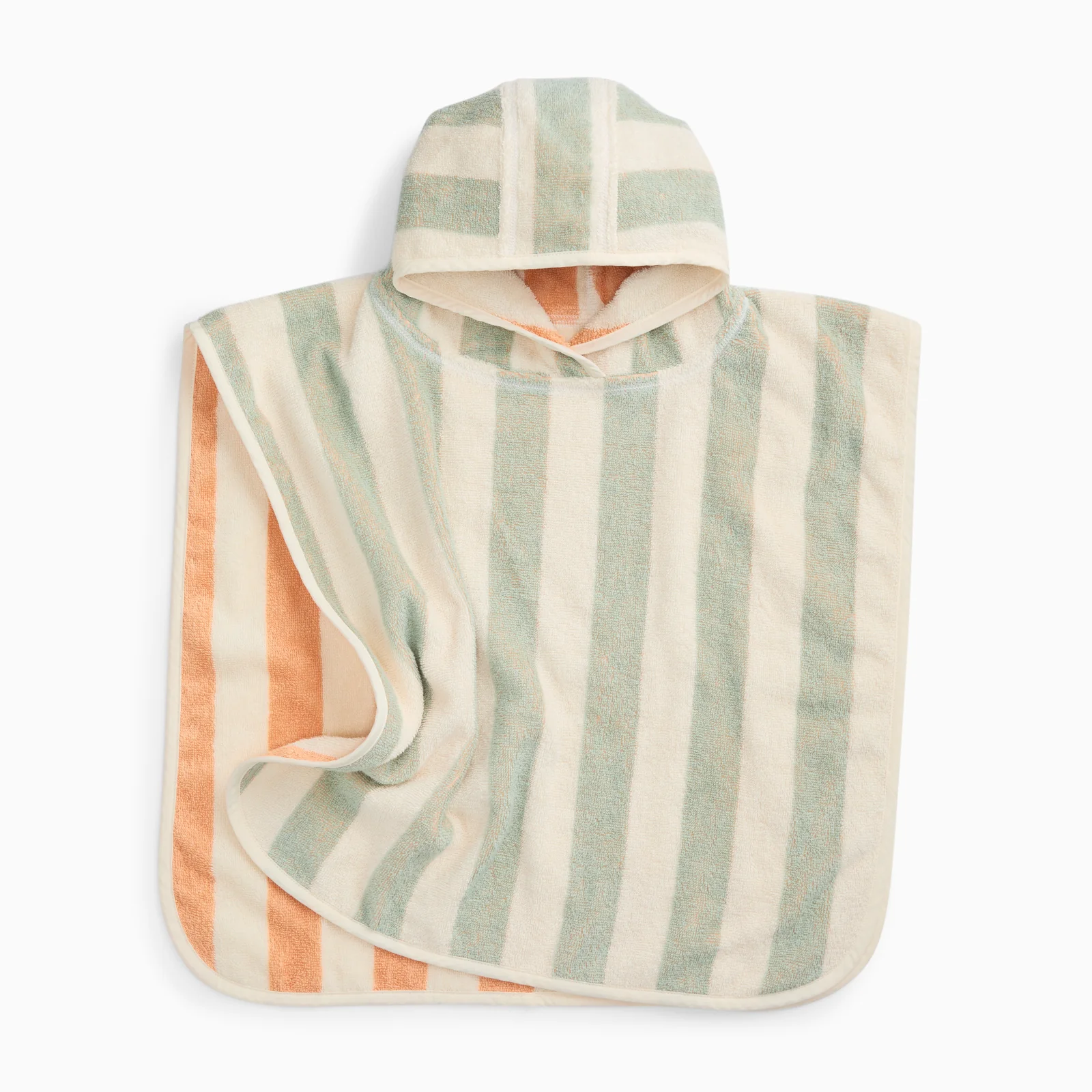 KIDLY by MORI Towelling Hooded Poncho - Orange Stripe - Image 2