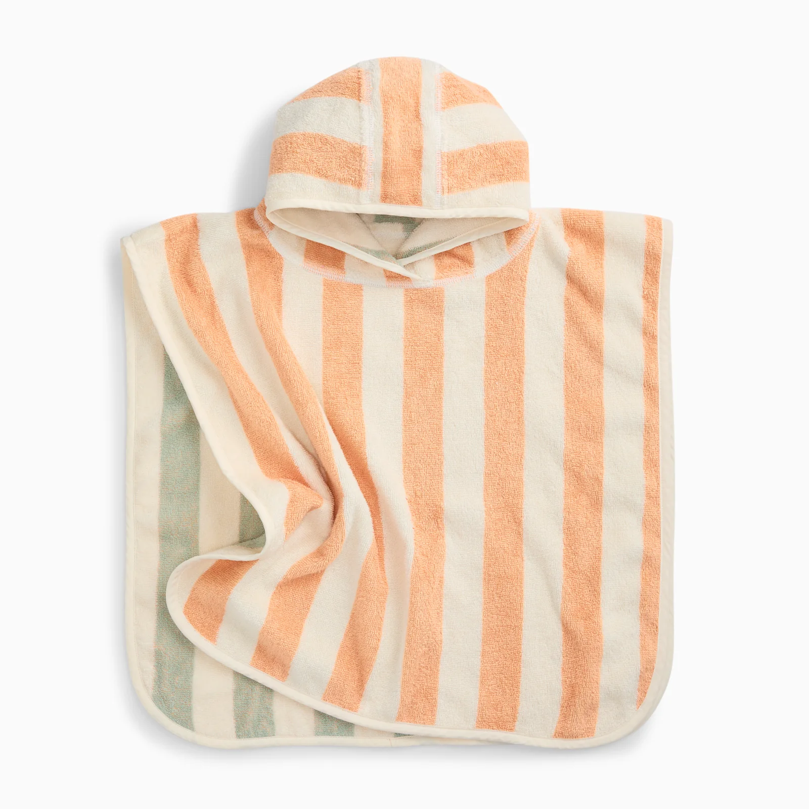 KIDLY by MORI Towelling Hooded Poncho - Orange Stripe - Image 3