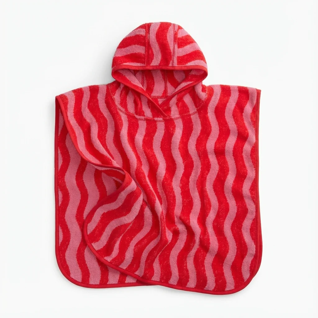 KIDLY by MORI Towelling Hooded Poncho - Wavy Stripe