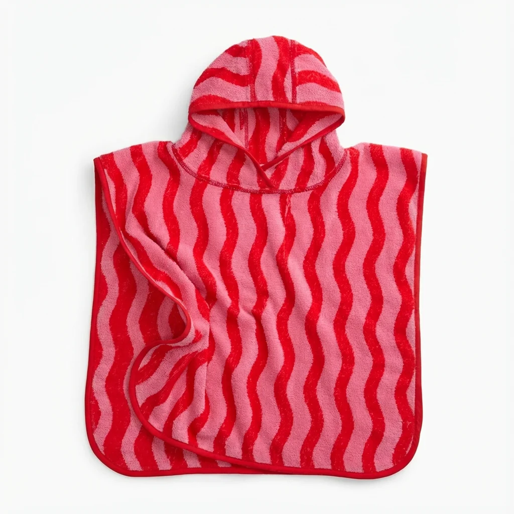 KIDLY by MORI Towelling Hooded Poncho - Wavy Stripe - Image 3