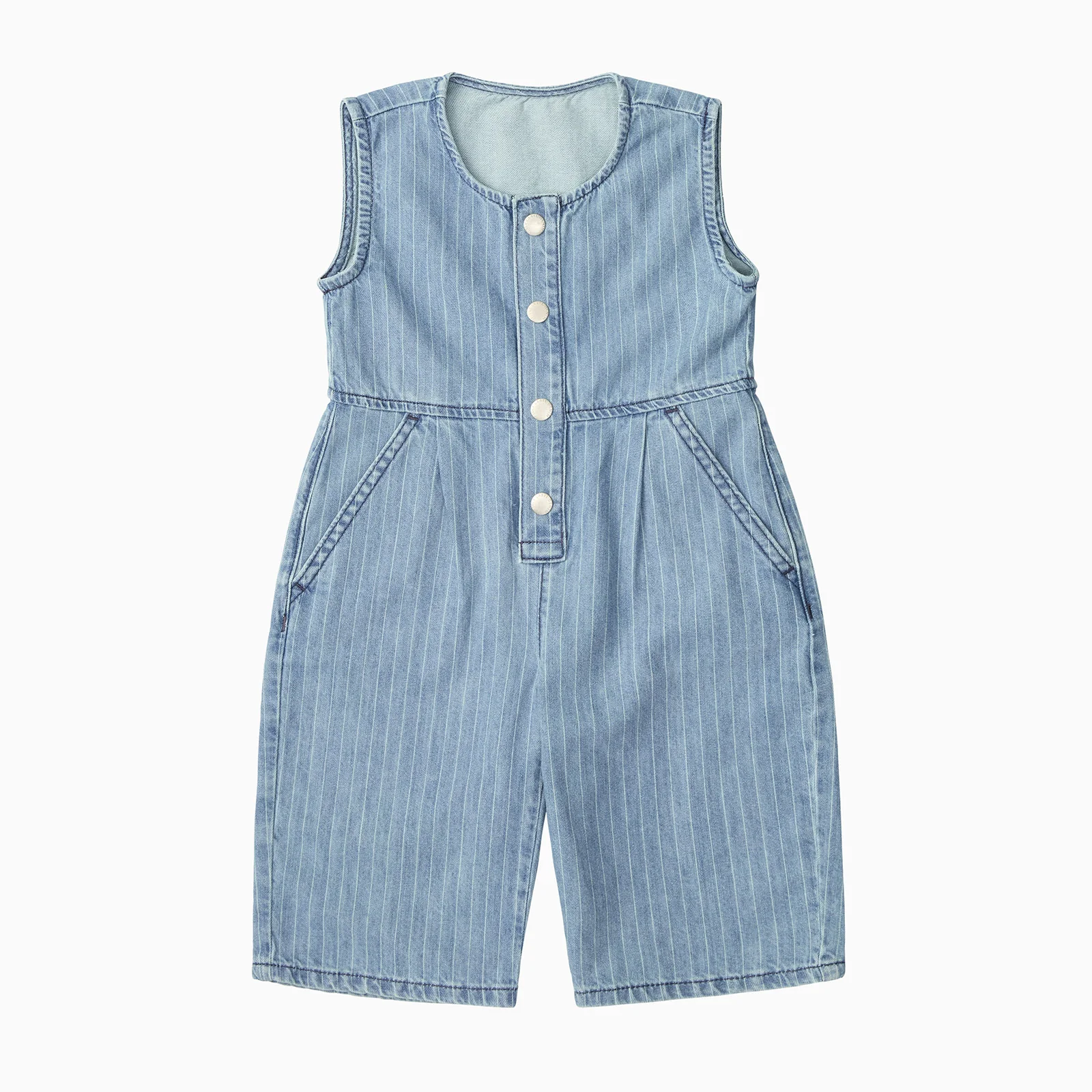 KIDLY by MORI Sleeveless Denim Pinstripe Jumpsuit