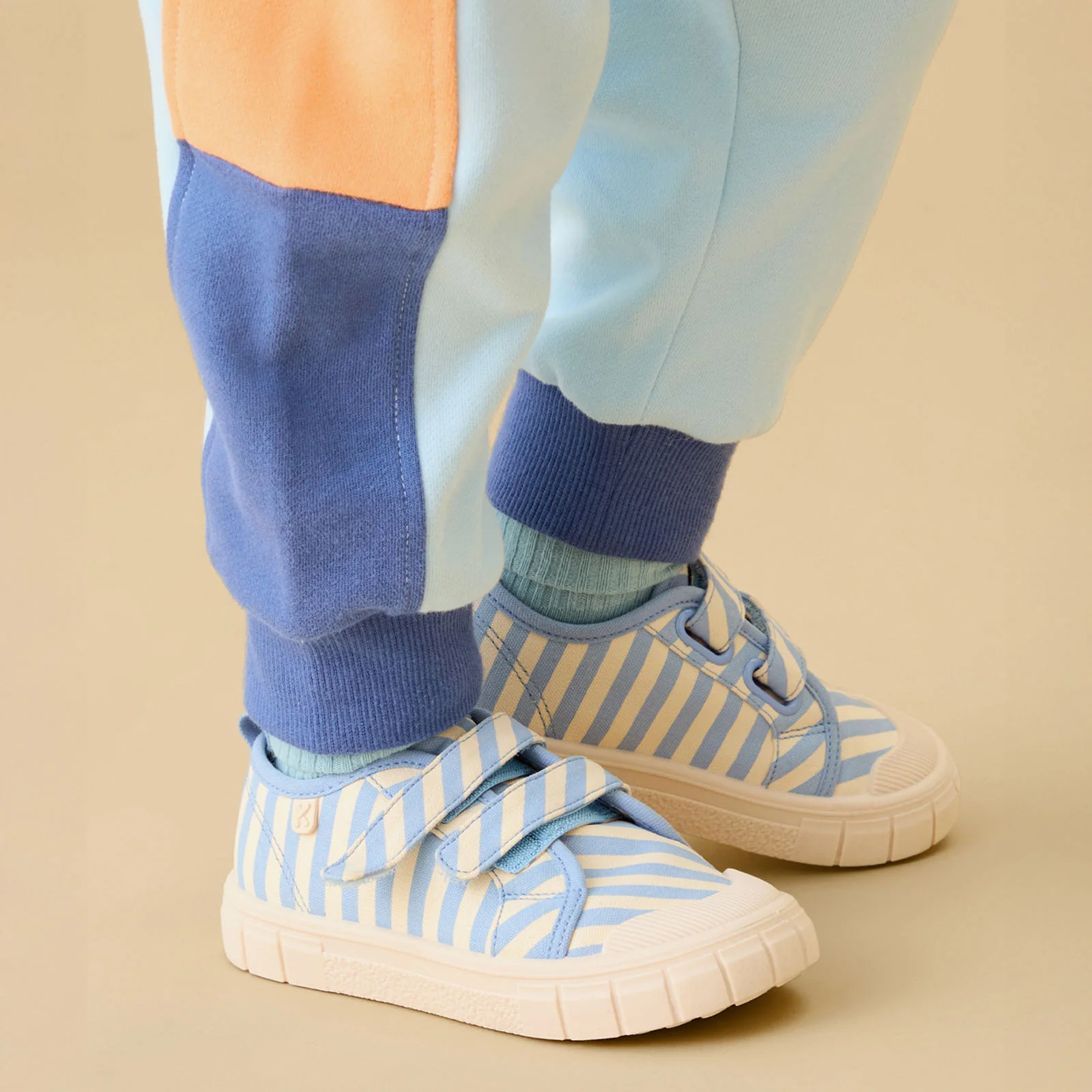 KIDLY by MORI Striped Canvas Trainers - Blue