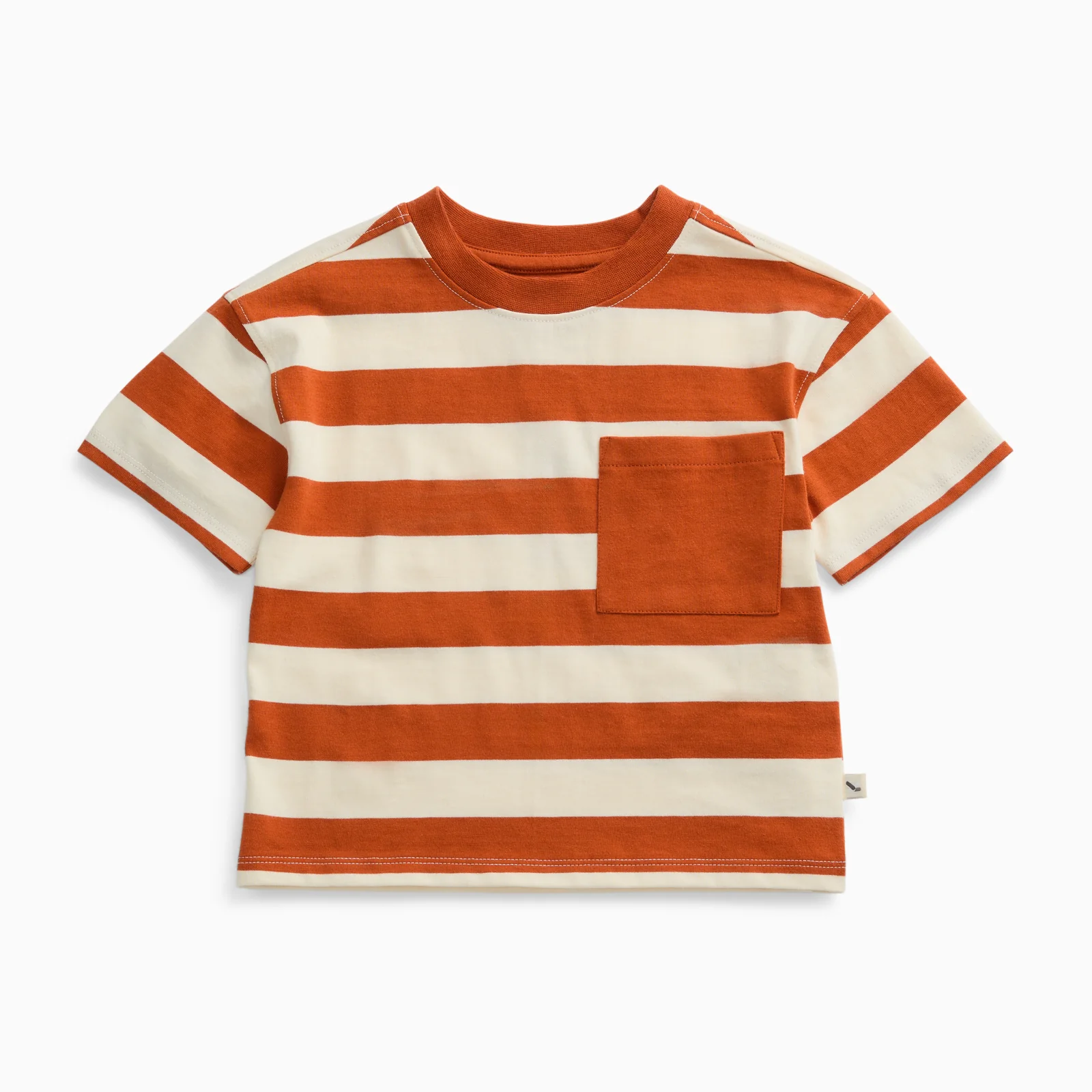 KIDLY by MORI Striped Cotton T-Shirt - Clay Stripe