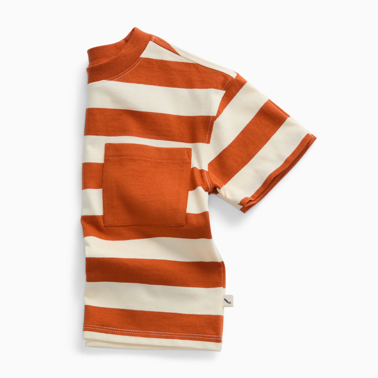 KIDLY by MORI Striped Cotton T-Shirt - Clay Stripe - Image 2