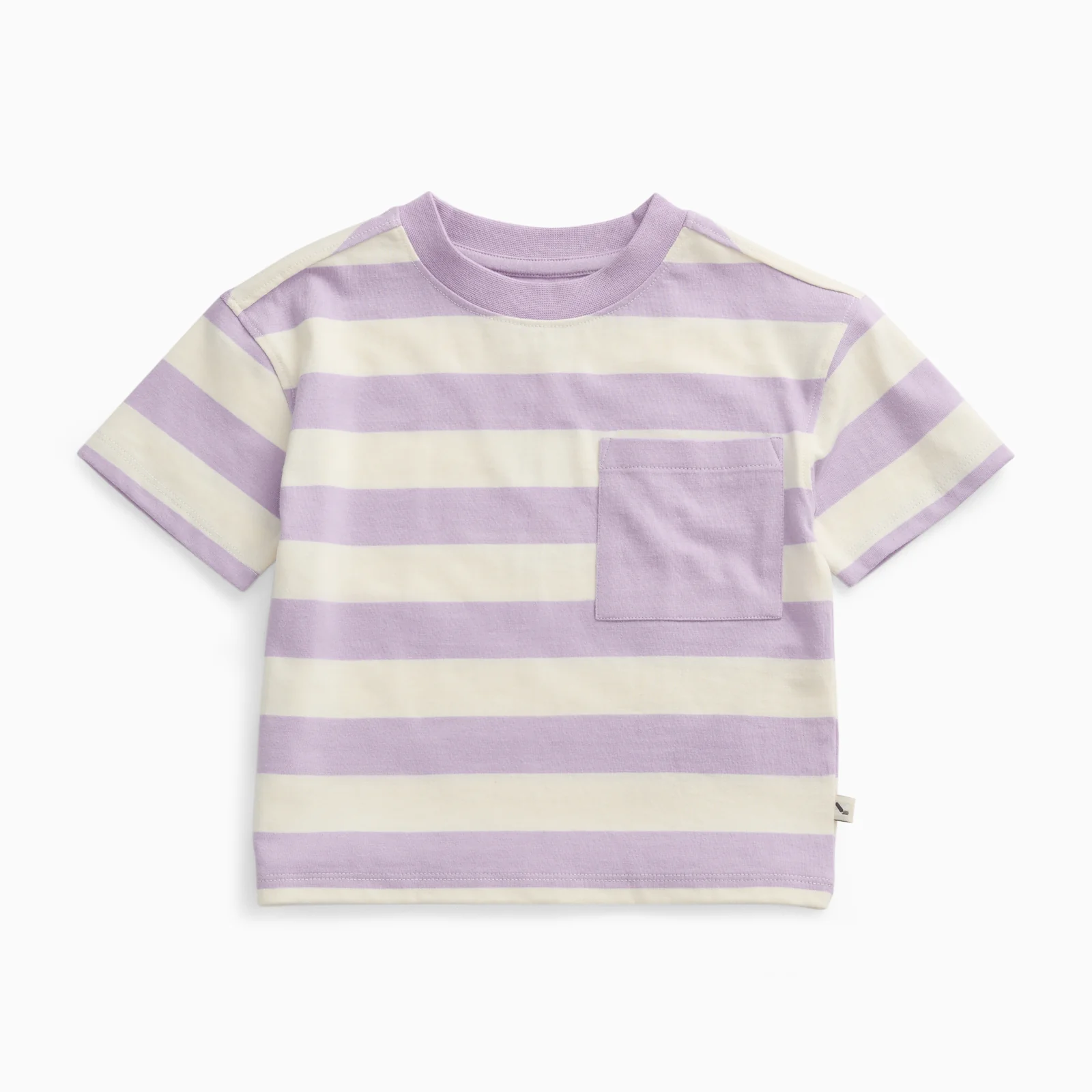 KIDLY by MORI Striped Cotton T-Shirt - Lilac Stripe - Image 2