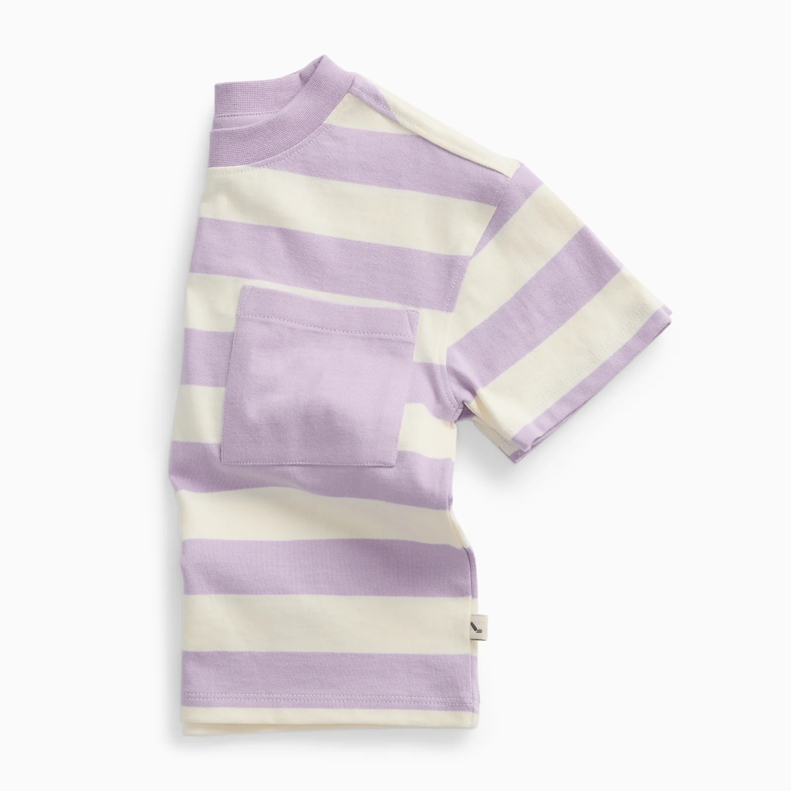 KIDLY by MORI Striped Cotton T-Shirt - Lilac Stripe - Image 3