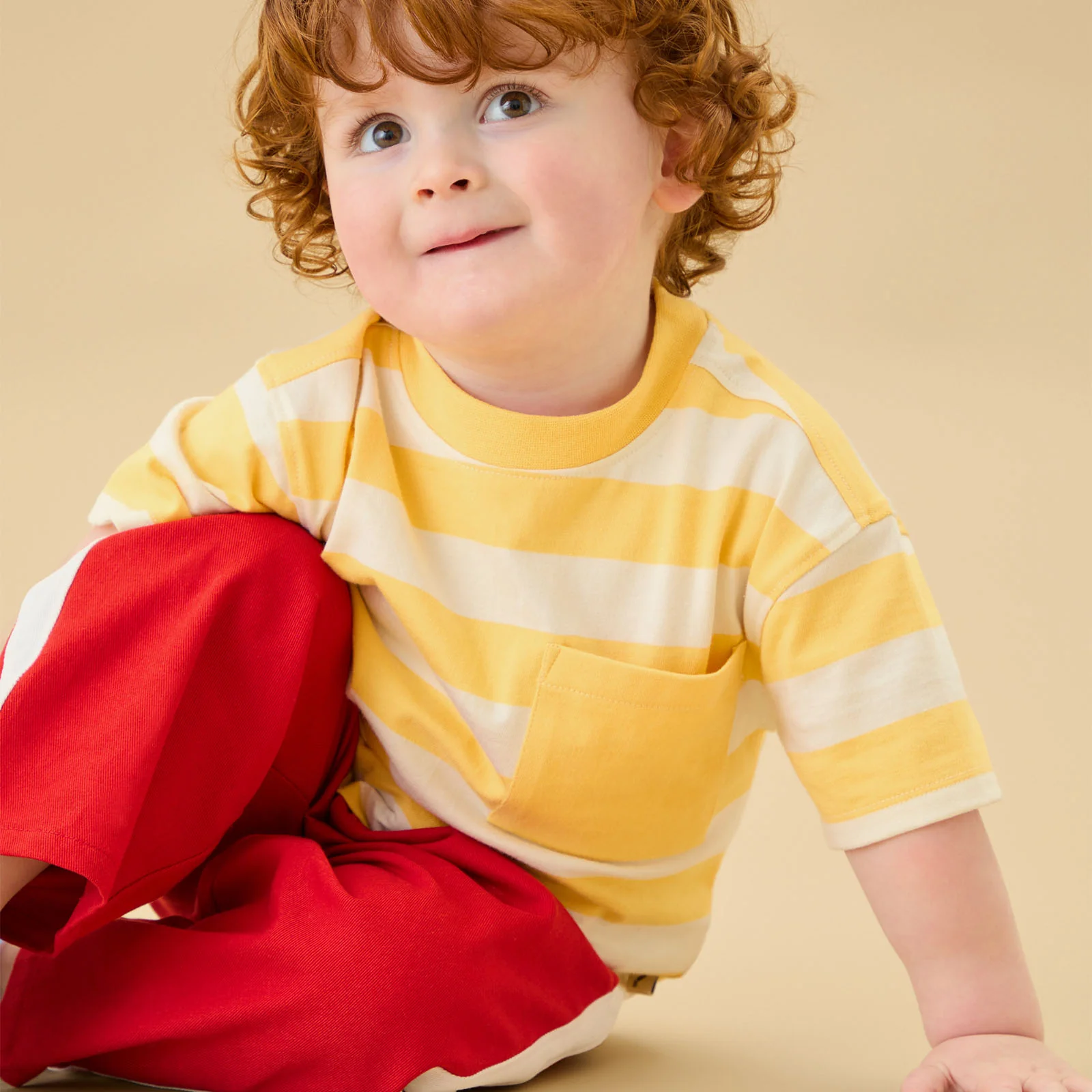 KIDLY by MORI Striped Cotton T-Shirt - Yellow Stripe