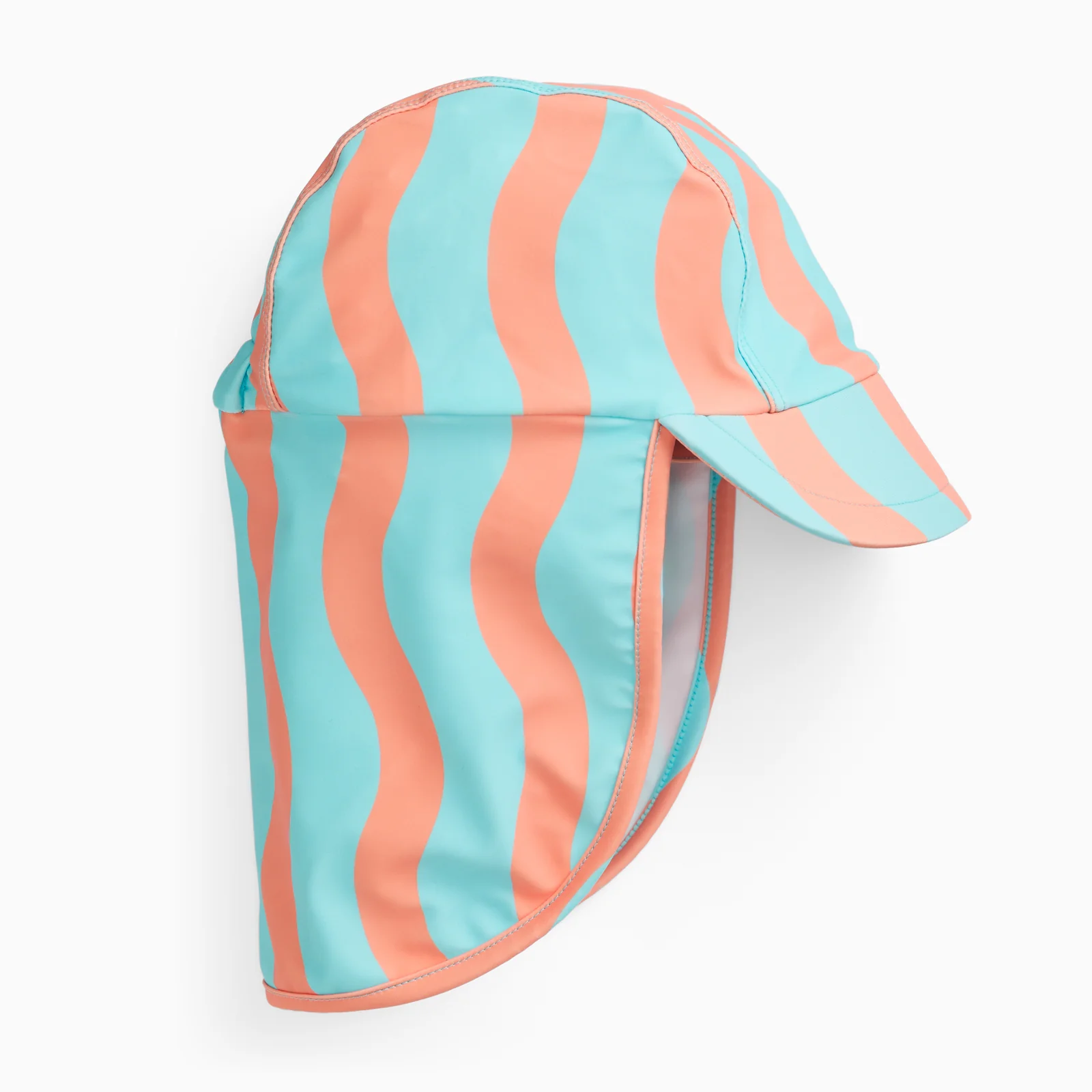 KIDLY by MORI Sunsafe Swim Hat - Orange Wavy Stripe