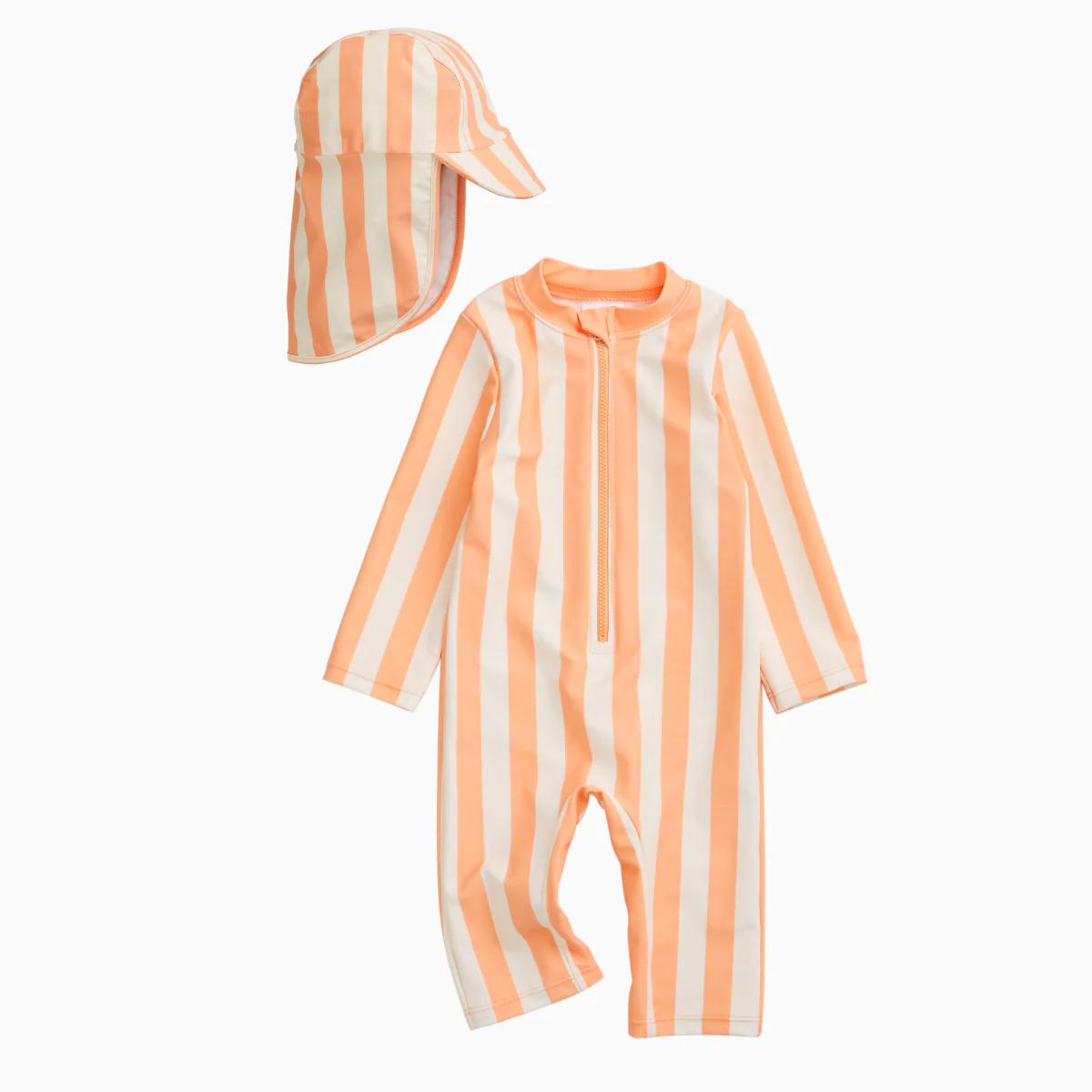 KIDLY by MORI Sunsafe Swimsuit & Hat - Orange Stripe