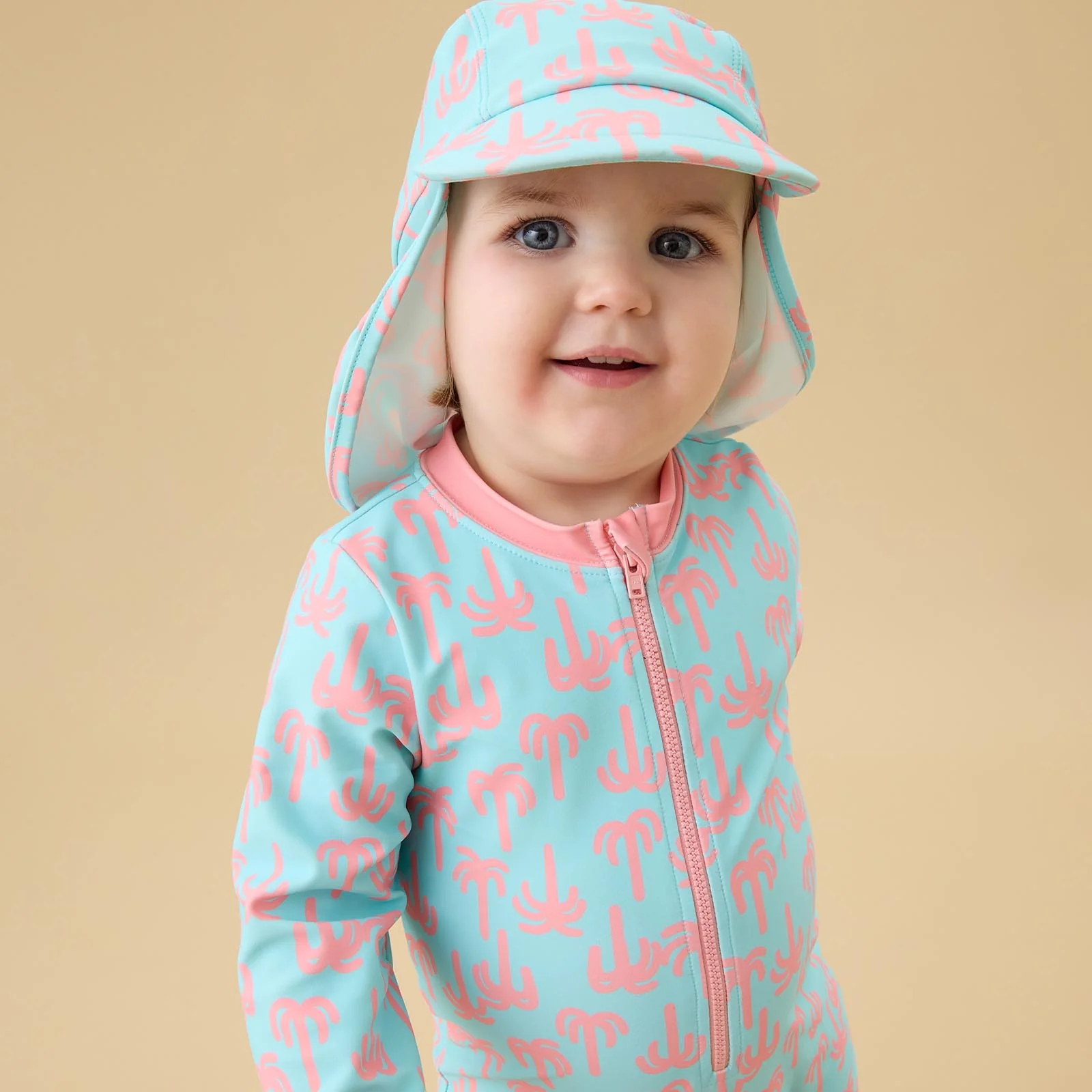KIDLY by MORI Sunsafe Swimsuit & Hat - Palm Trees
