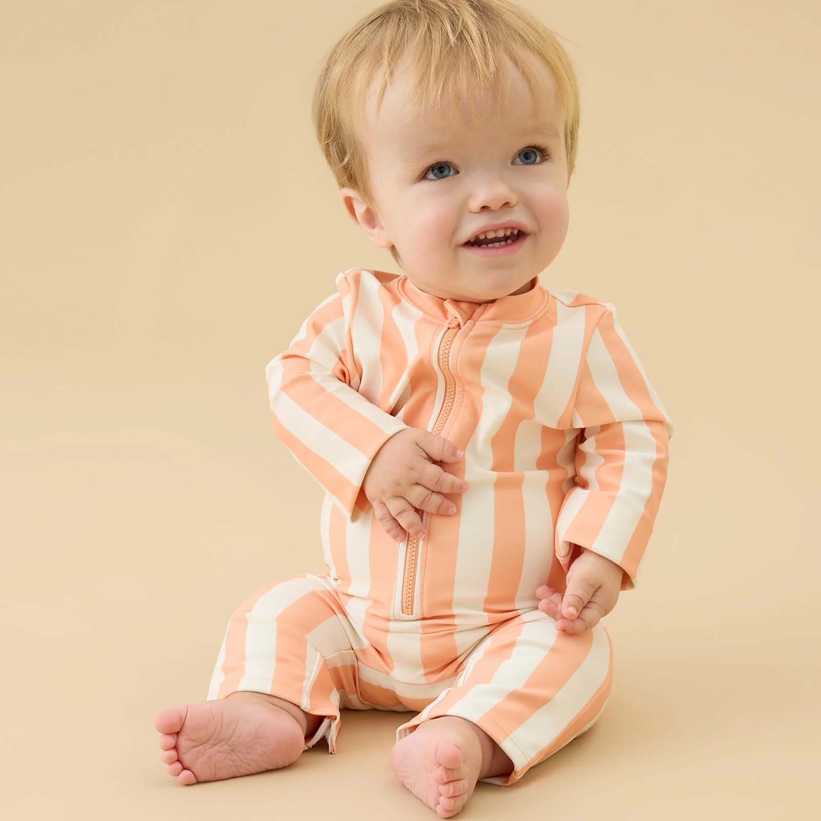 KIDLY by MORI Sunsafe Swimsuit - Orange Stripe