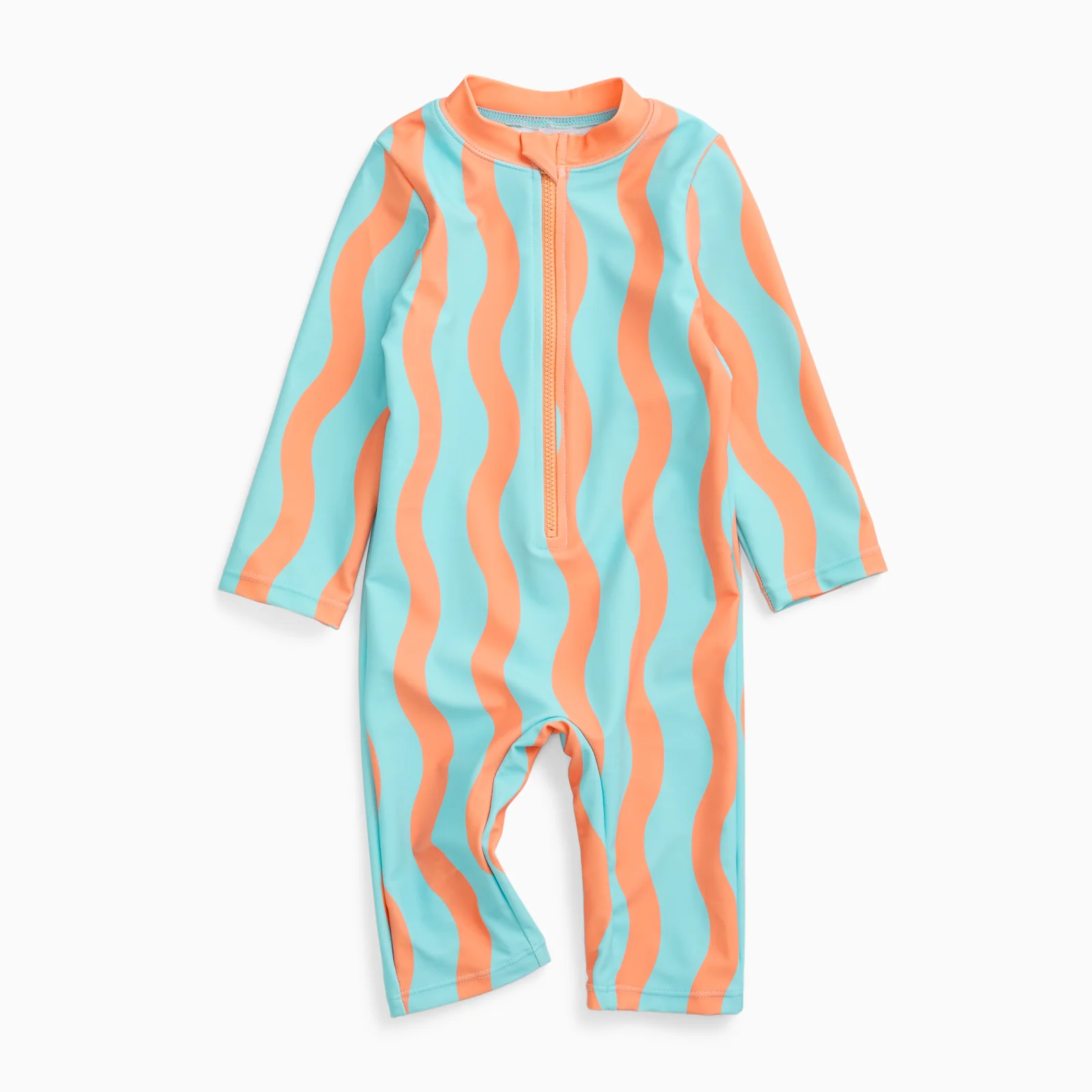 KIDLY by MORI Sunsafe Swimsuit - Orange Wavy Stripe - Image 2
