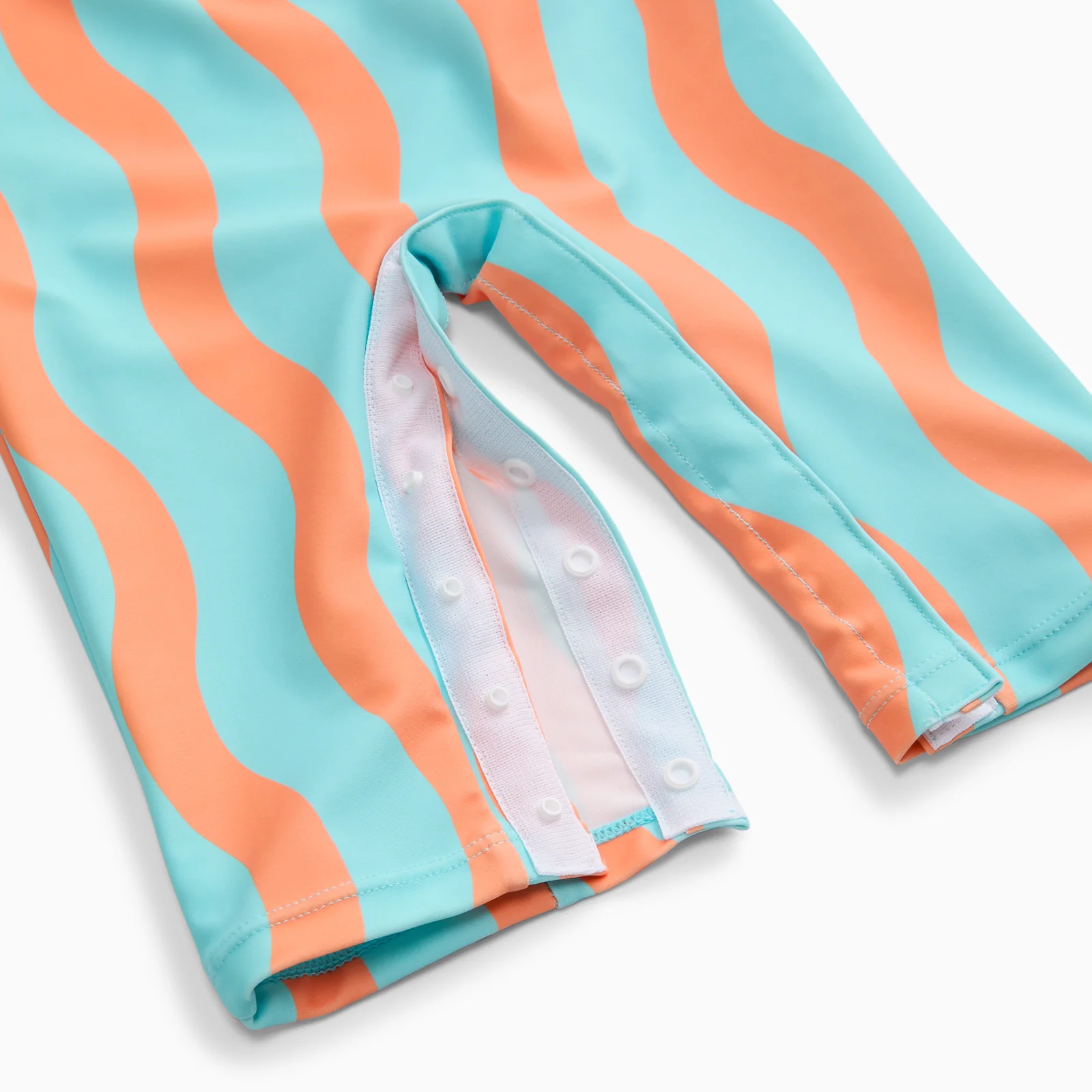 KIDLY by MORI Sunsafe Swimsuit - Orange Wavy Stripe - Image 4