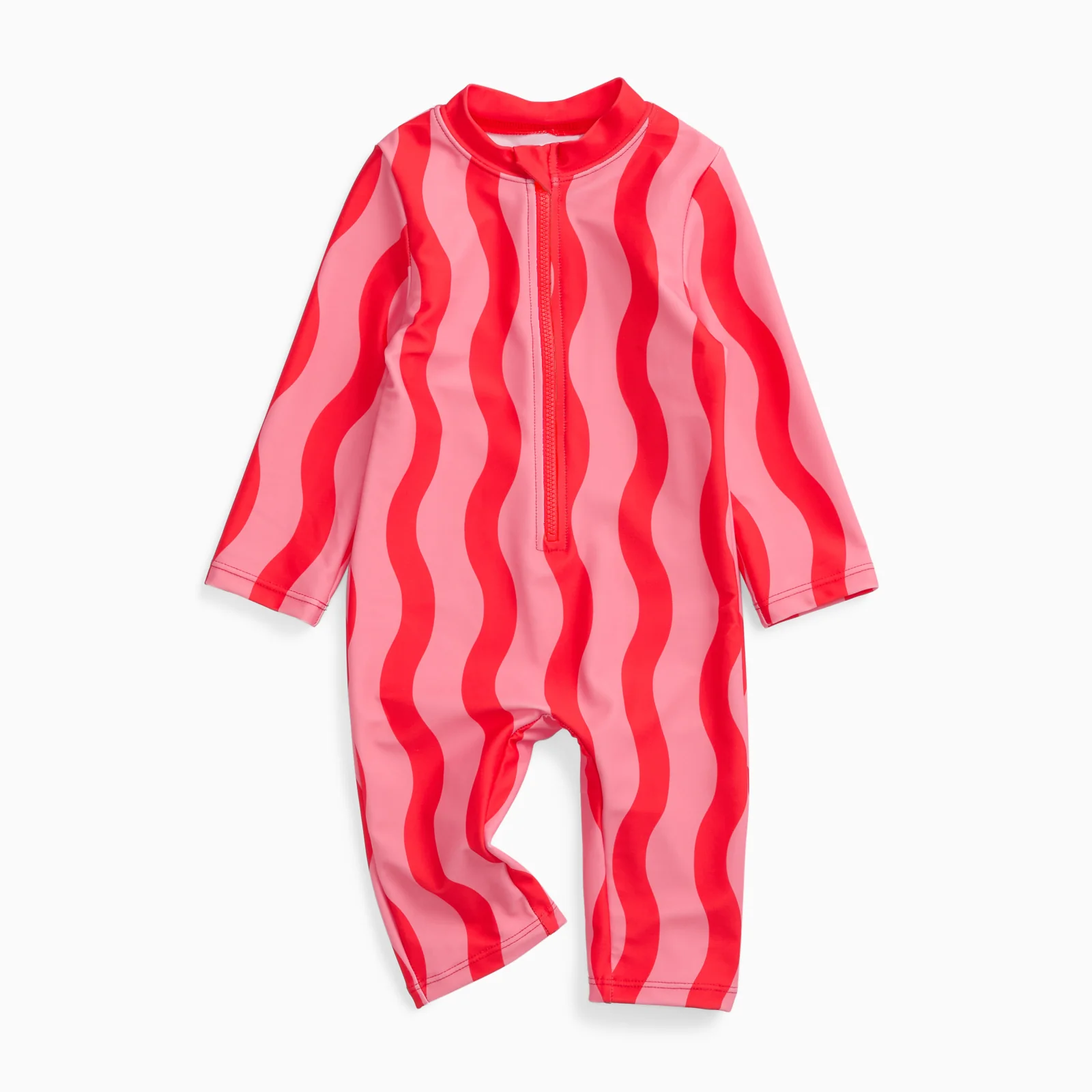 KIDLY by MORI Sunsafe Swimsuit - Pink Wavy Stripe - Image 2