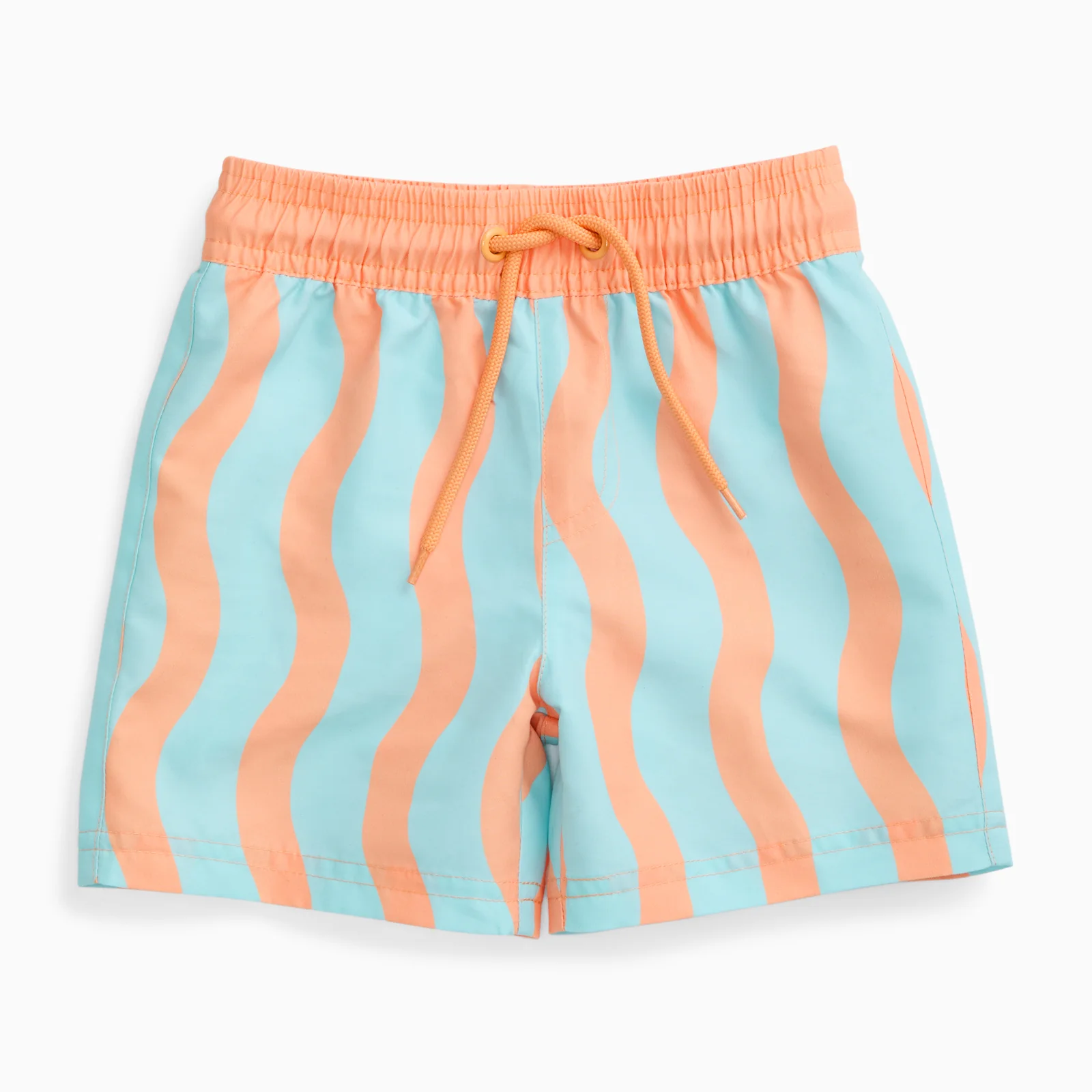 KIDLY by MORI Swim Shorts - Orange Wavy Stripe - Image 2