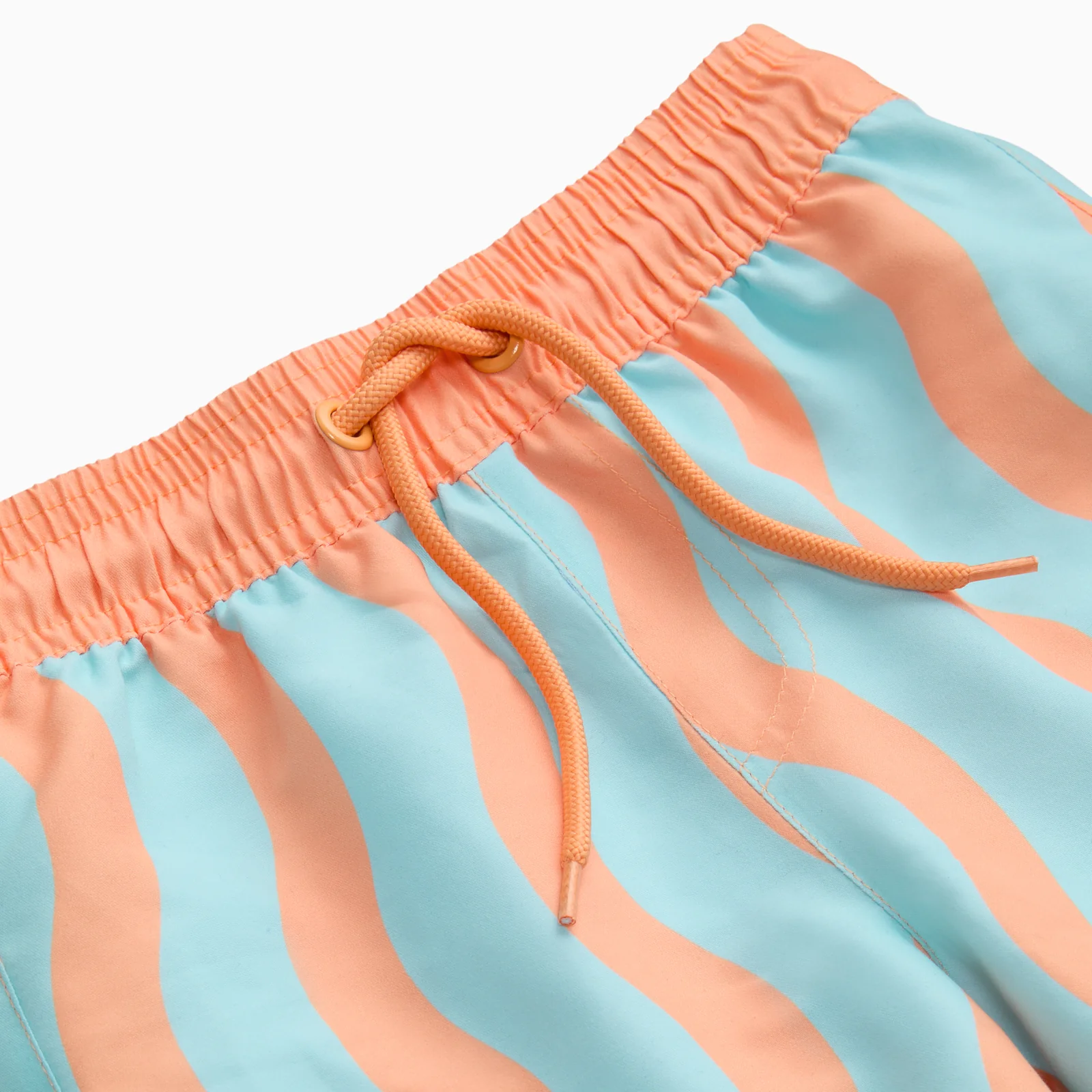 KIDLY by MORI Swim Shorts - Orange Wavy Stripe - Image 3
