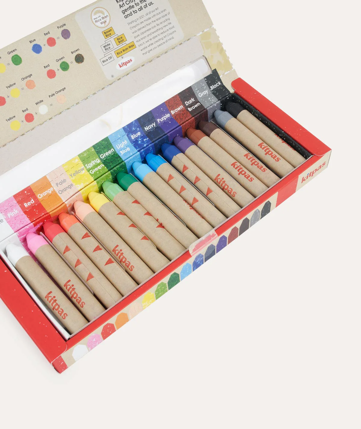 Kitpas Rice Bran Wax Crayon 16 Colours - Image 2