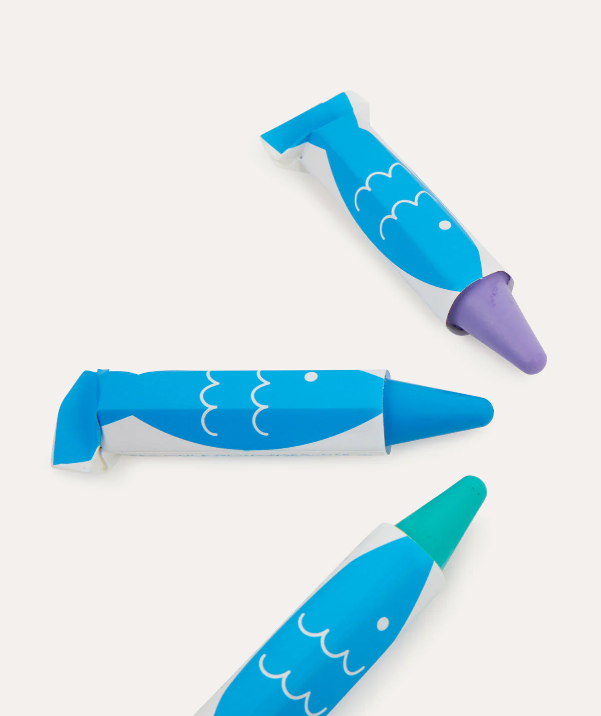 Kitpas Rice Wax Bath Crayons 3 colours Fish (Purple, Blue, Green) - Image 2