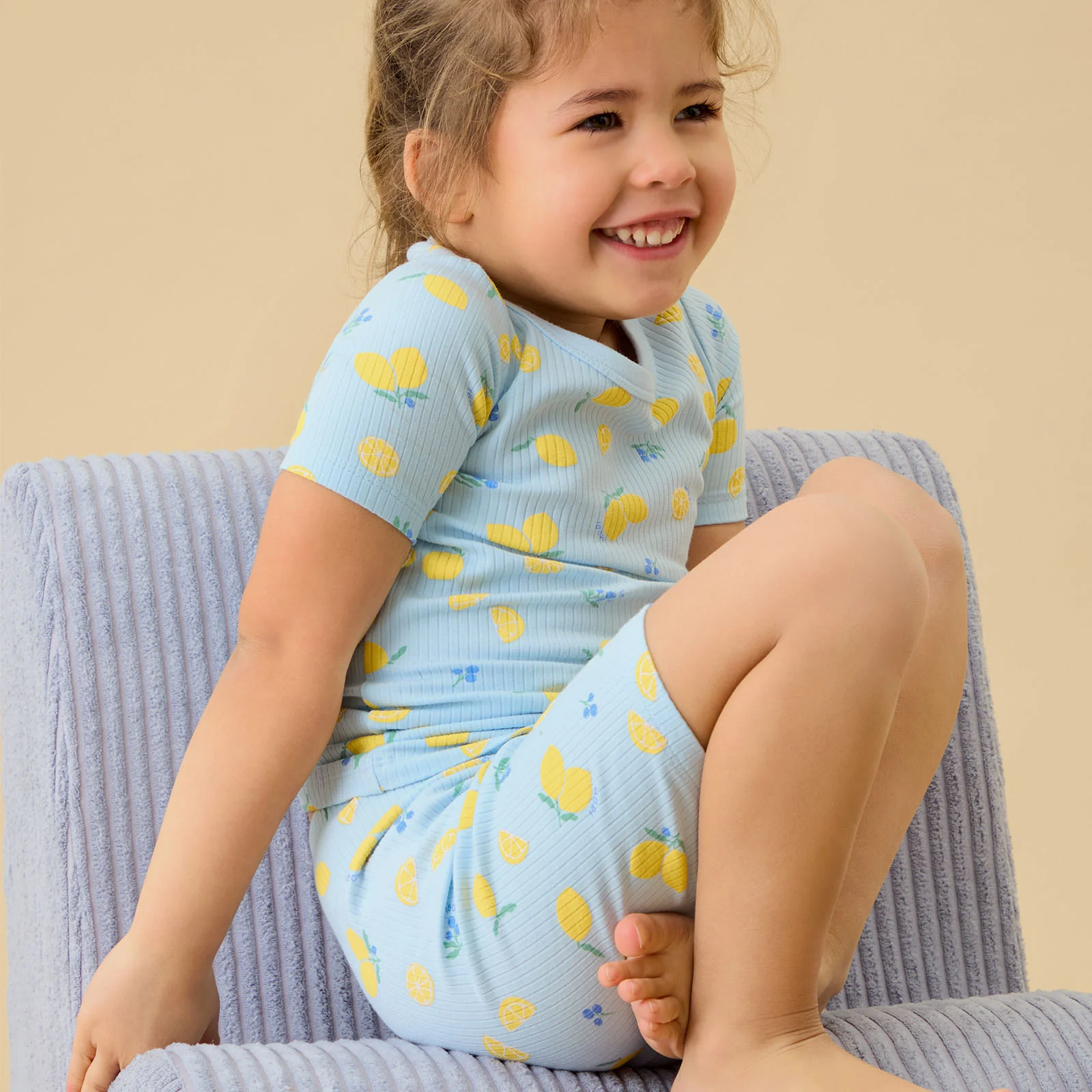 Lemon Lullaby Ribbed Summer Pyjamas